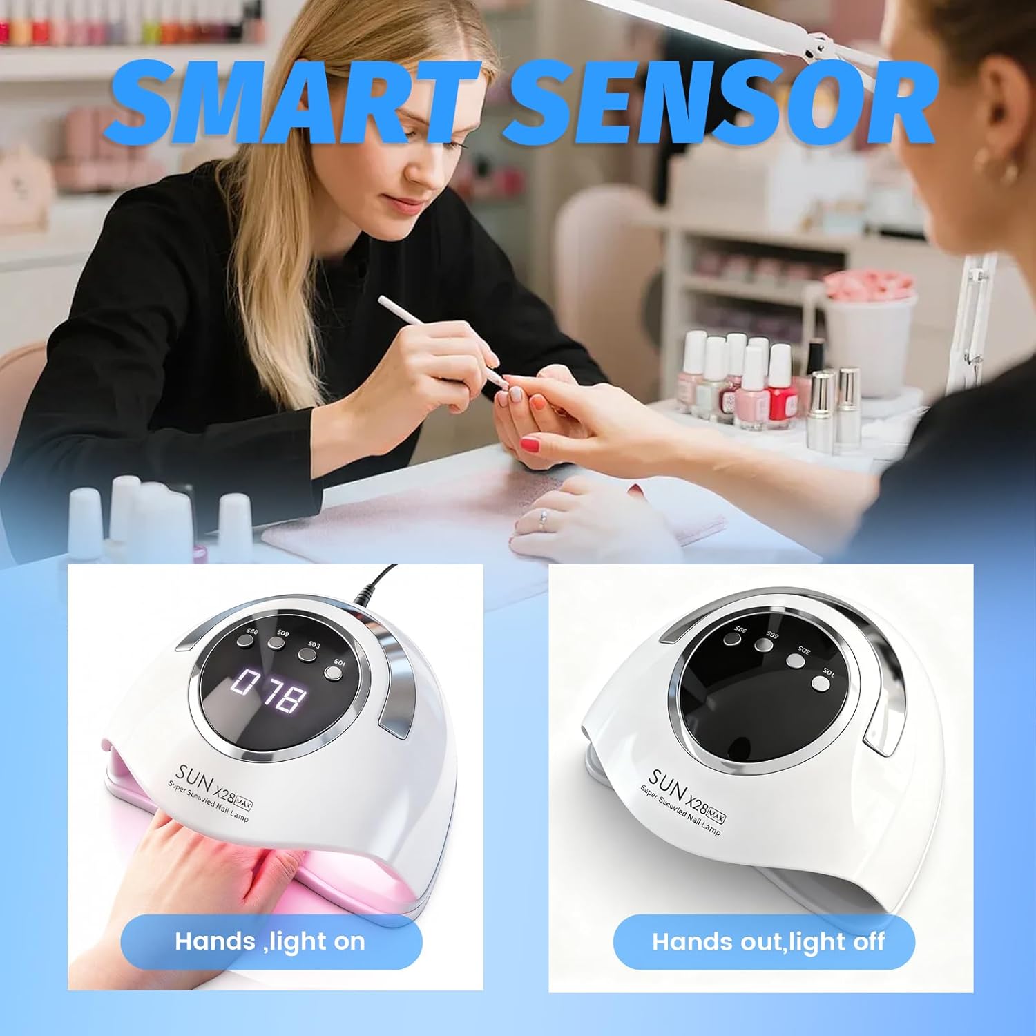 Detalle de Lampe à ongles LED UV professionnelle 500 W avec 90 LED – capteur intelligent et 4 minuteries