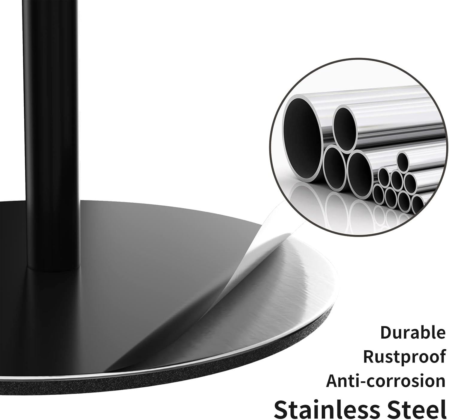 Detalle de Freestanding Stainless Steel Toilet Roll Holder Stand with Black Finish