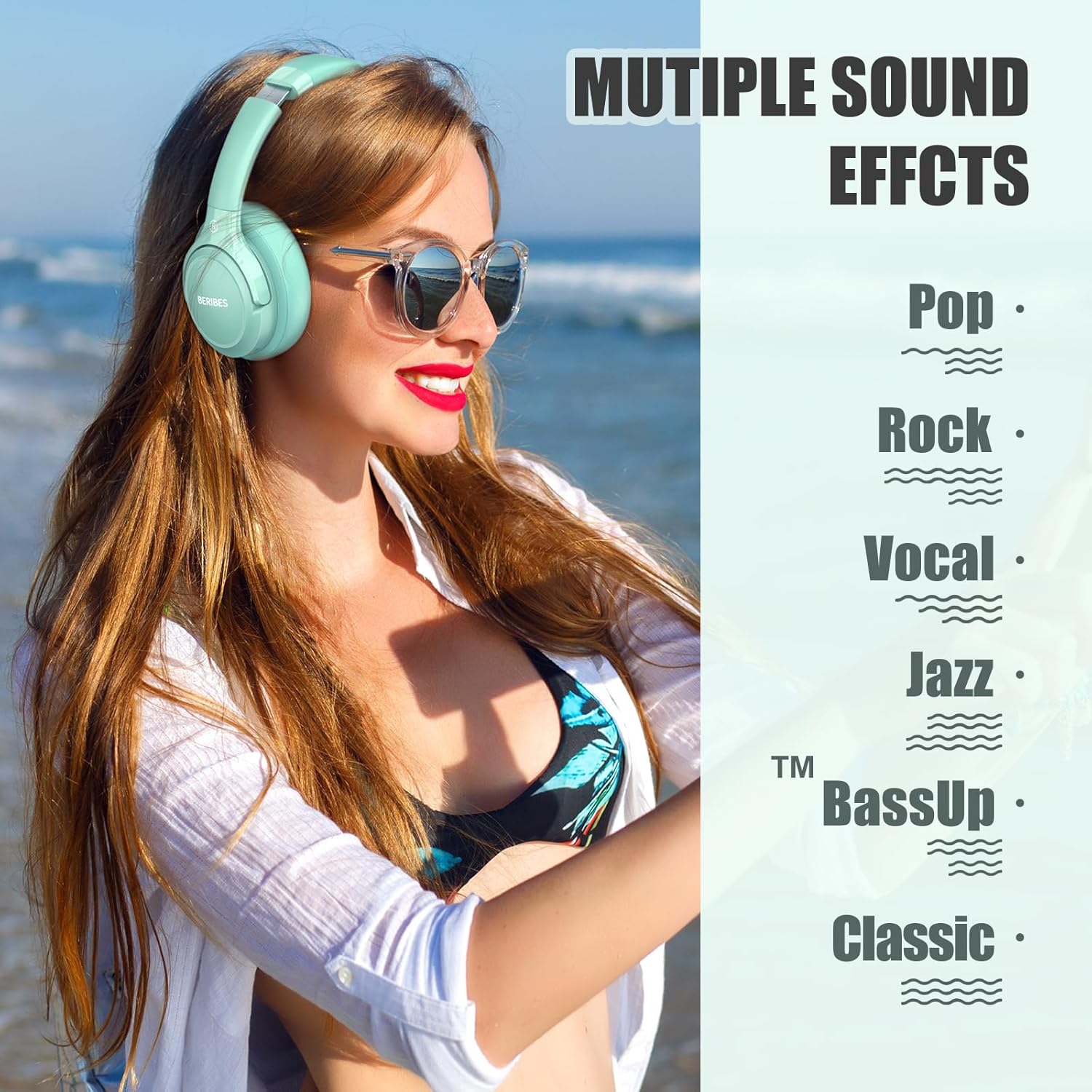 Thumbnail 1 de BERIBES Bluetooth Over-Ear Kopfhörer (kabellos, bis 65 Std) mit 6 EQ-Modi und Mikrofon – faltbar, grün