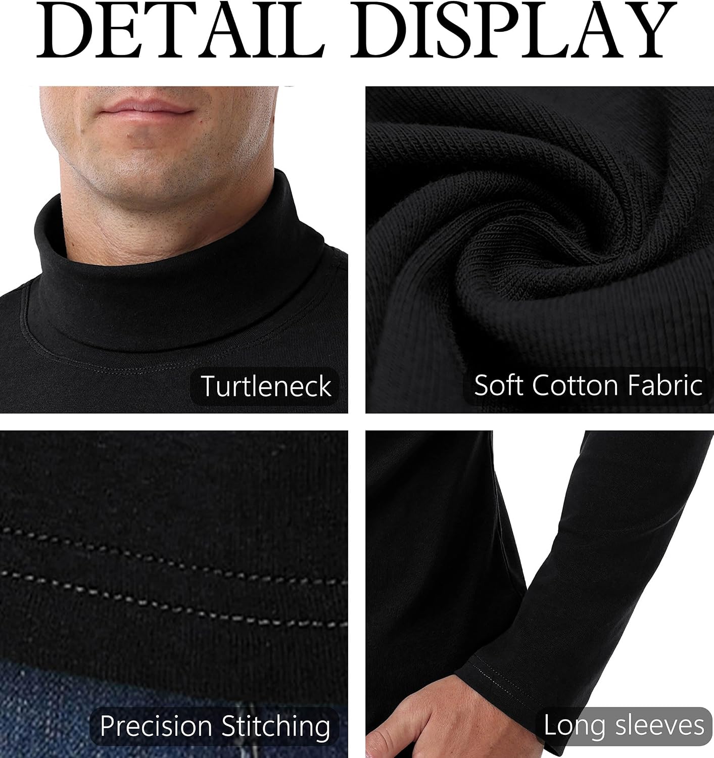 Thumbnail 3 de Askdeer Mens Cotton Underwear Tops Men's Long-Sleeve Turtleneck Thermal Shirt