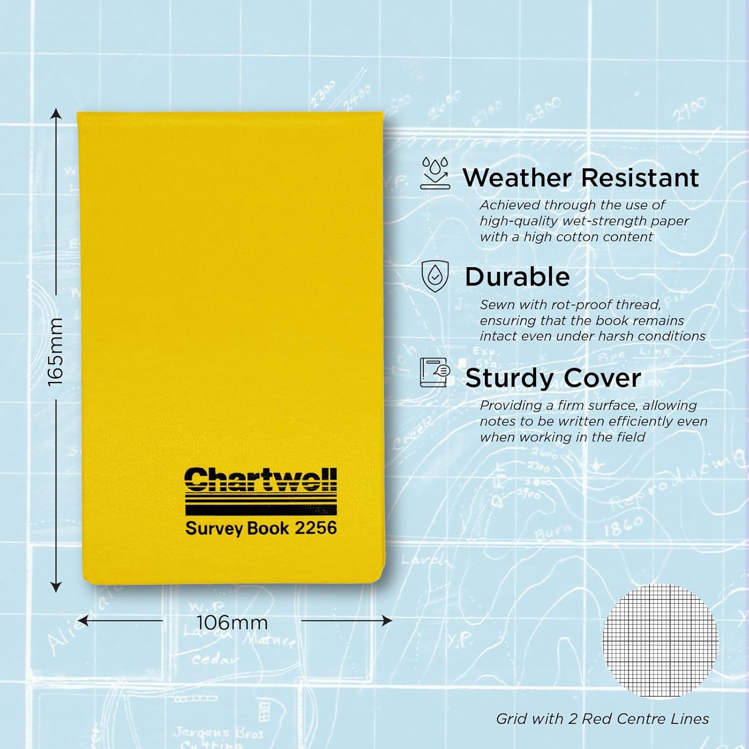 Thumbnail 1 de Exacompta Chartwell Casebound Field Survey Book 106 x 165mm (Ref 2256Z) – Excellent Wet Strength, Outdoor Ready