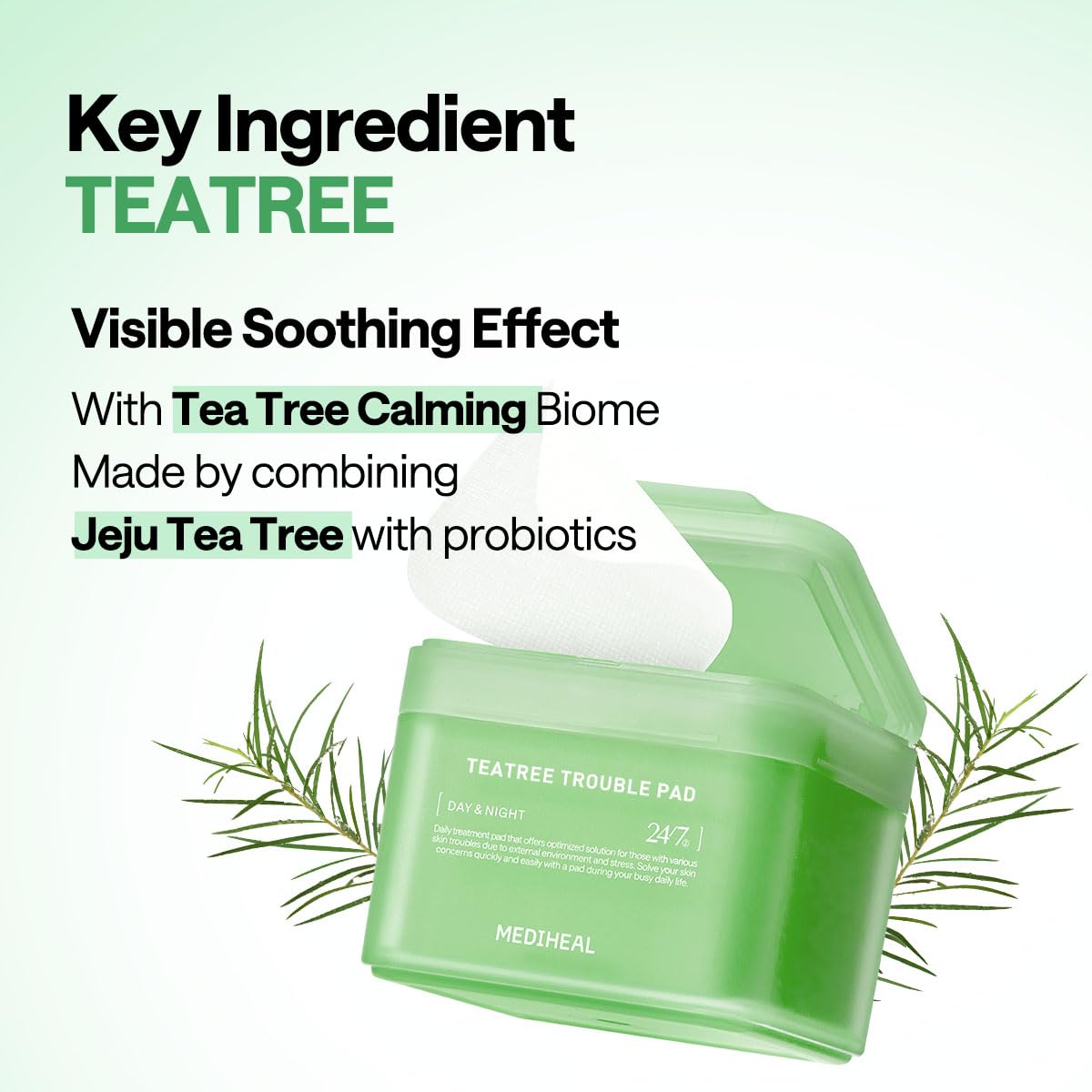 Detalle 2 de MEDIHEAL 8809615058671 Tea Tree Toner Pads, 100 Count with Lactobacillus