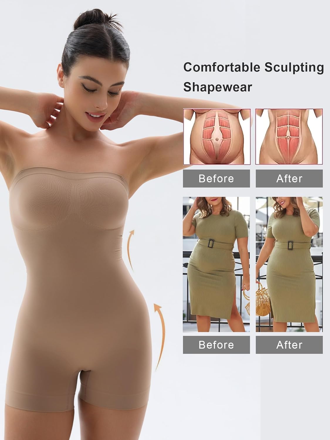 Thumbnail 5 de SHAPERX Strapless Shortie Bodysuit Medium-Strong Control