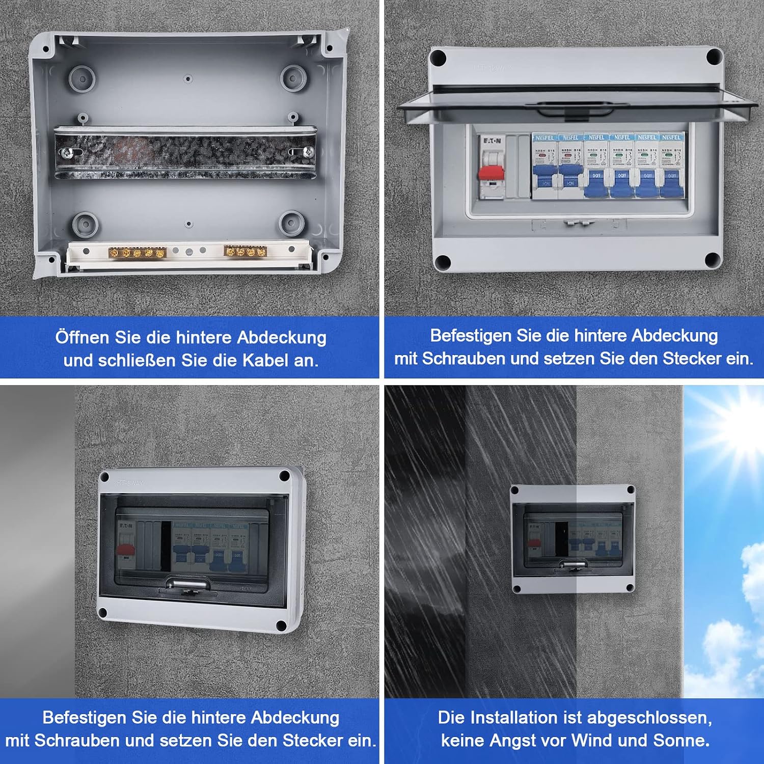 Detalle 1 de HOSPAOP 701203829404 opbouwverdeler IP65, 8 modules en messing klemmen