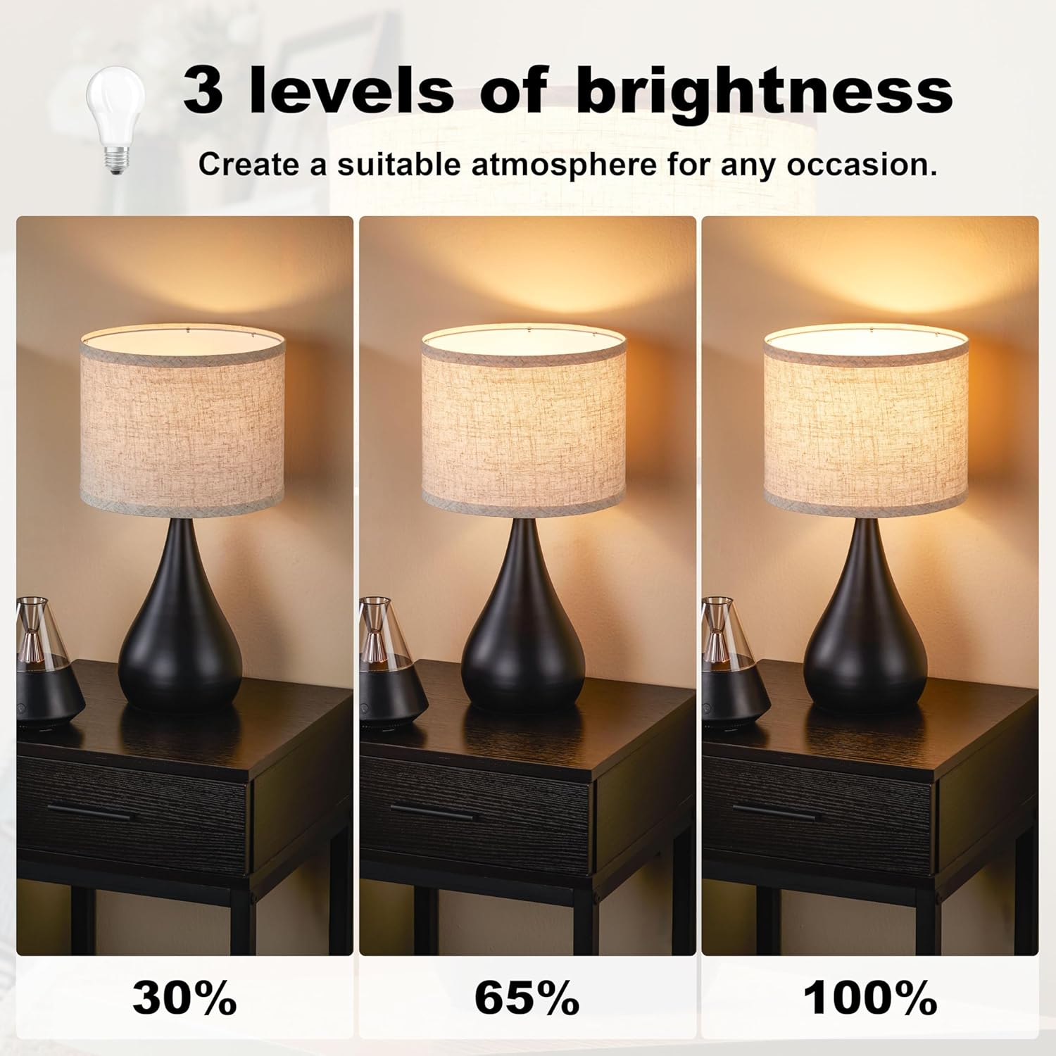 Detalle de Leasgy L-2T-8102-A 18.1-Inch Touch Table Lamps, Set of 2