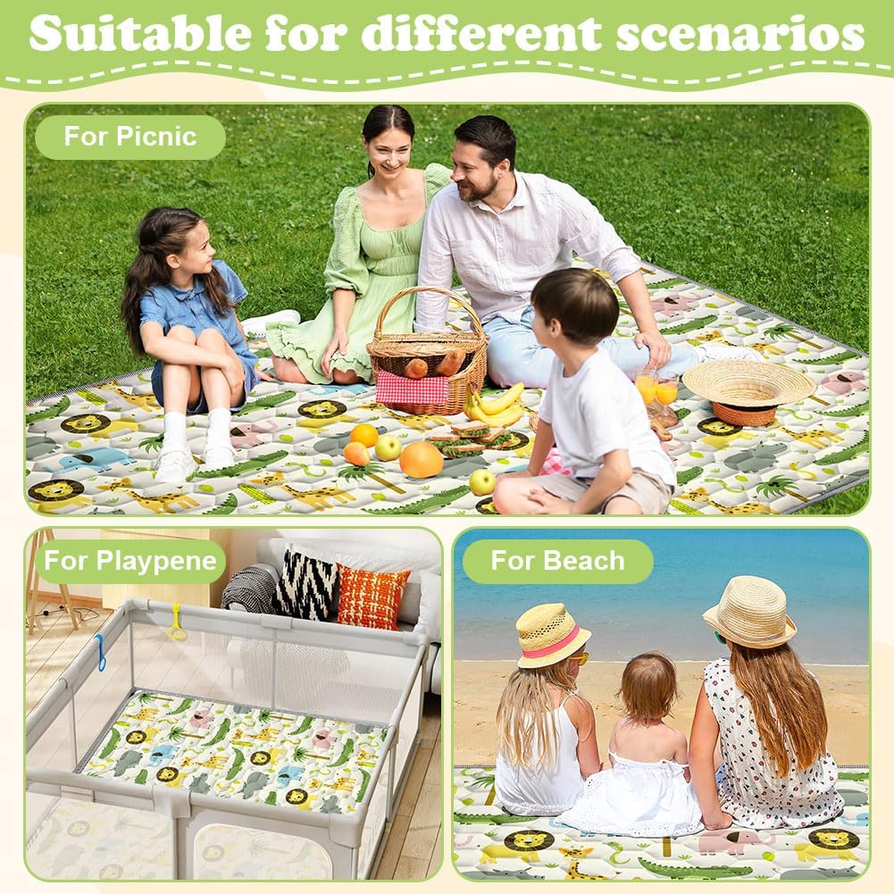 Detalle 2 de Aolso Tappeto Gioco 150x200 cm per Bambini e Neonati – Morbido, Antiscivolo e Riempito in Cotone, Motivi Animali
