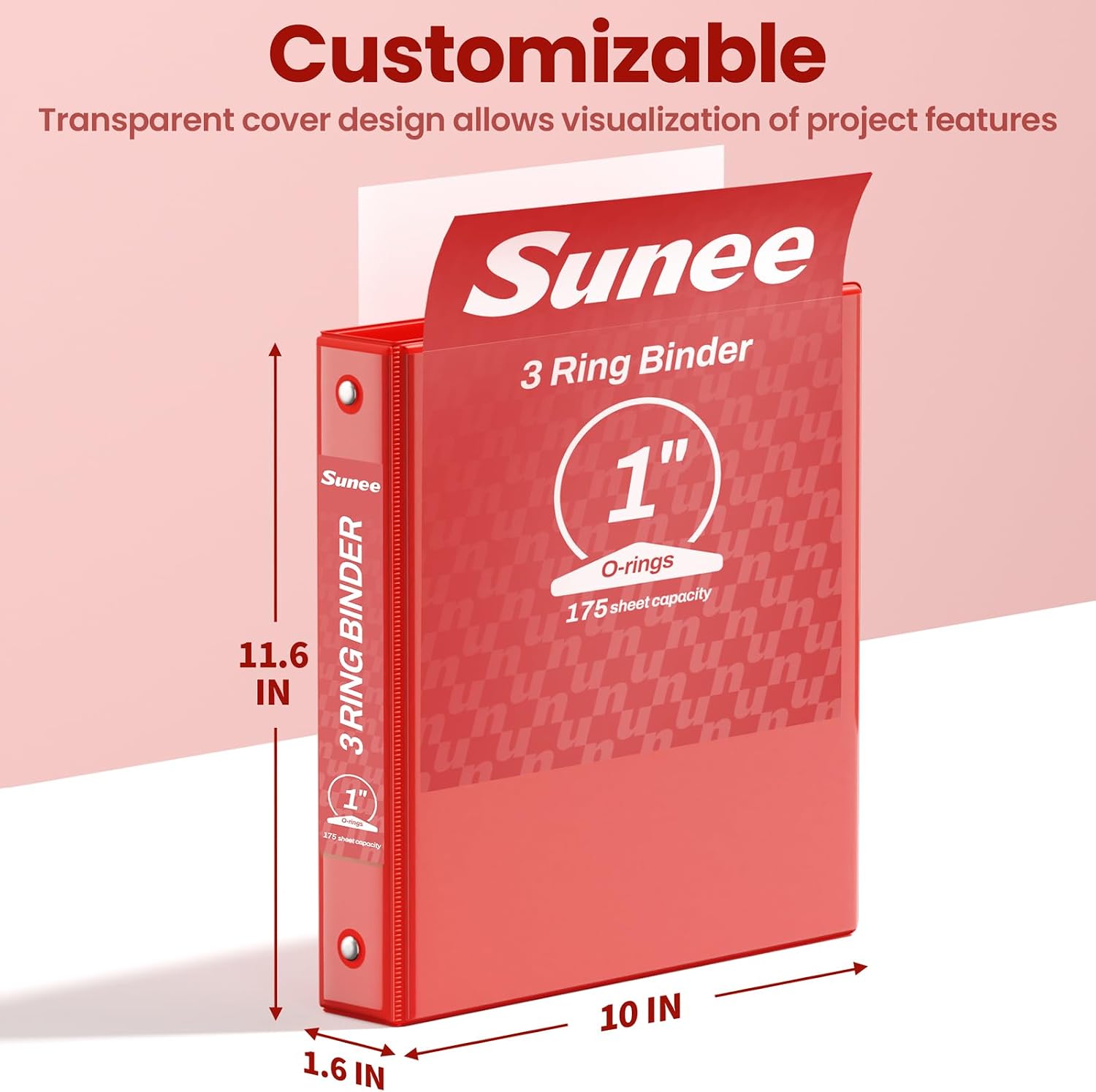 Thumbnail 6 de SUNEE 1-Inch 3-Ring Binders, 6-Pack, PVC-Free Clear View, Letter Size