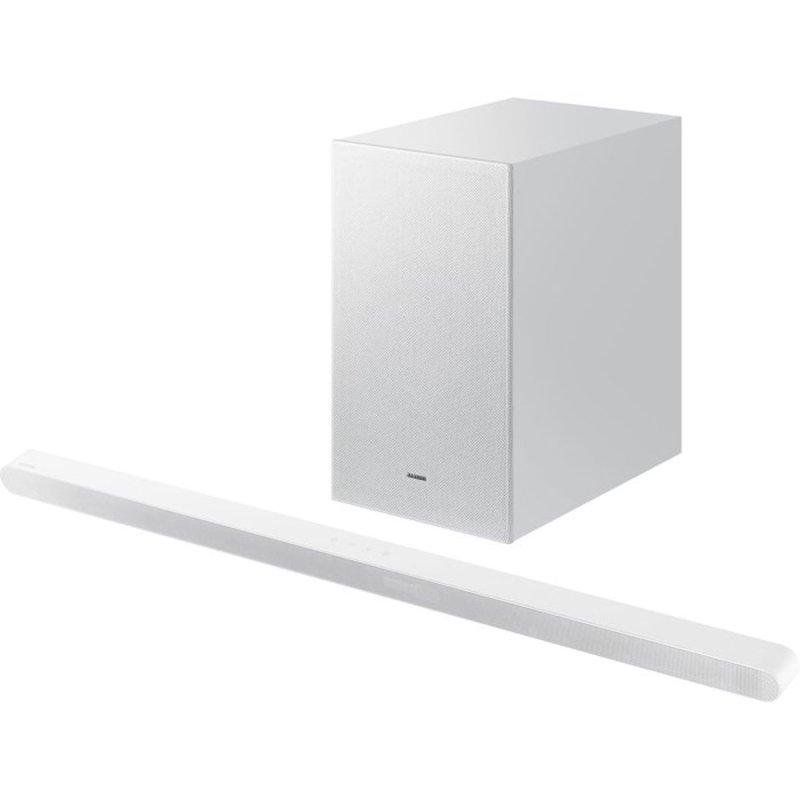 Detalle de Samsung HW-S711D, barra de sonido 3.1 Dolby Atmos inalámbrico blanca con subwoofer