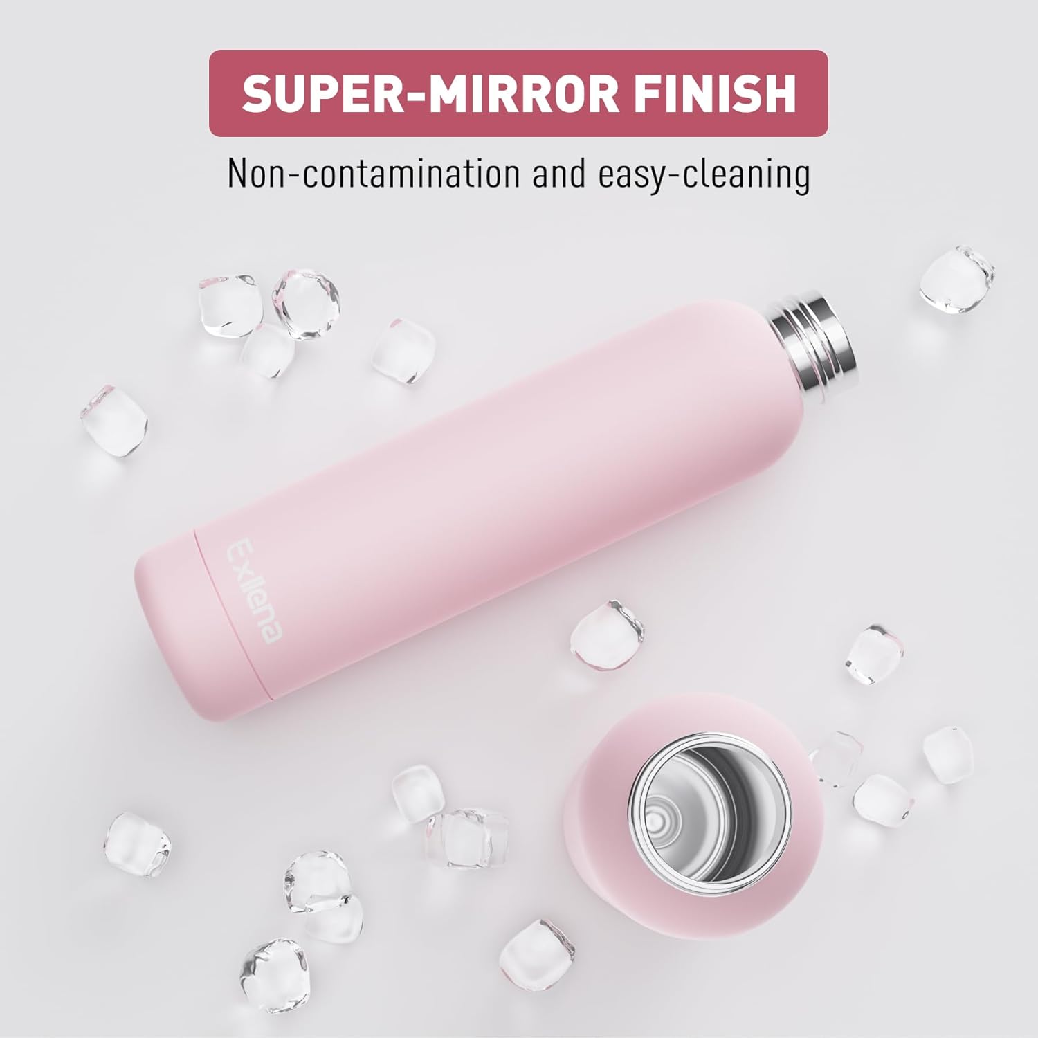 Thumbnail 3 de Exllena 750ml Insulated Water Bottle with Clip (Pink) – Double Wall Stainless Steel