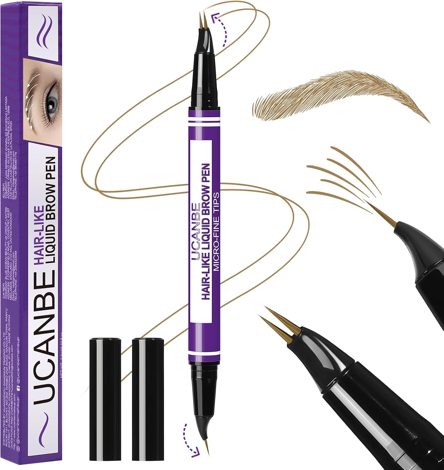 Detalle de UCANBE Crayon Sourcils 2-en-1 Effet Microblading - Brun noirâtre
