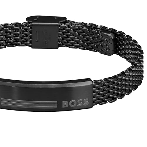Detalle 2 de BOSS ALEN 1580612, bracelet homme en maille d’acier inoxydable noir