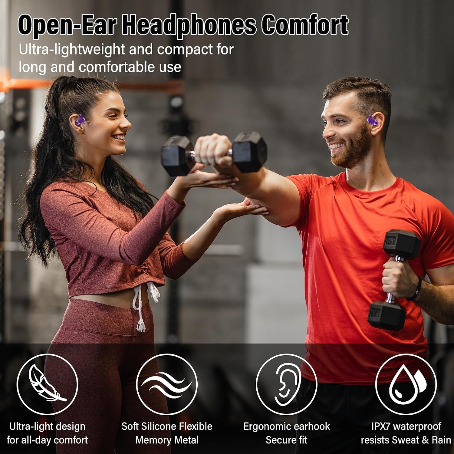 Detalle de Open Ear Headphones 2026: Over-Ear Earbuds with 4 Noise-Canceling Mics and 36H Battery