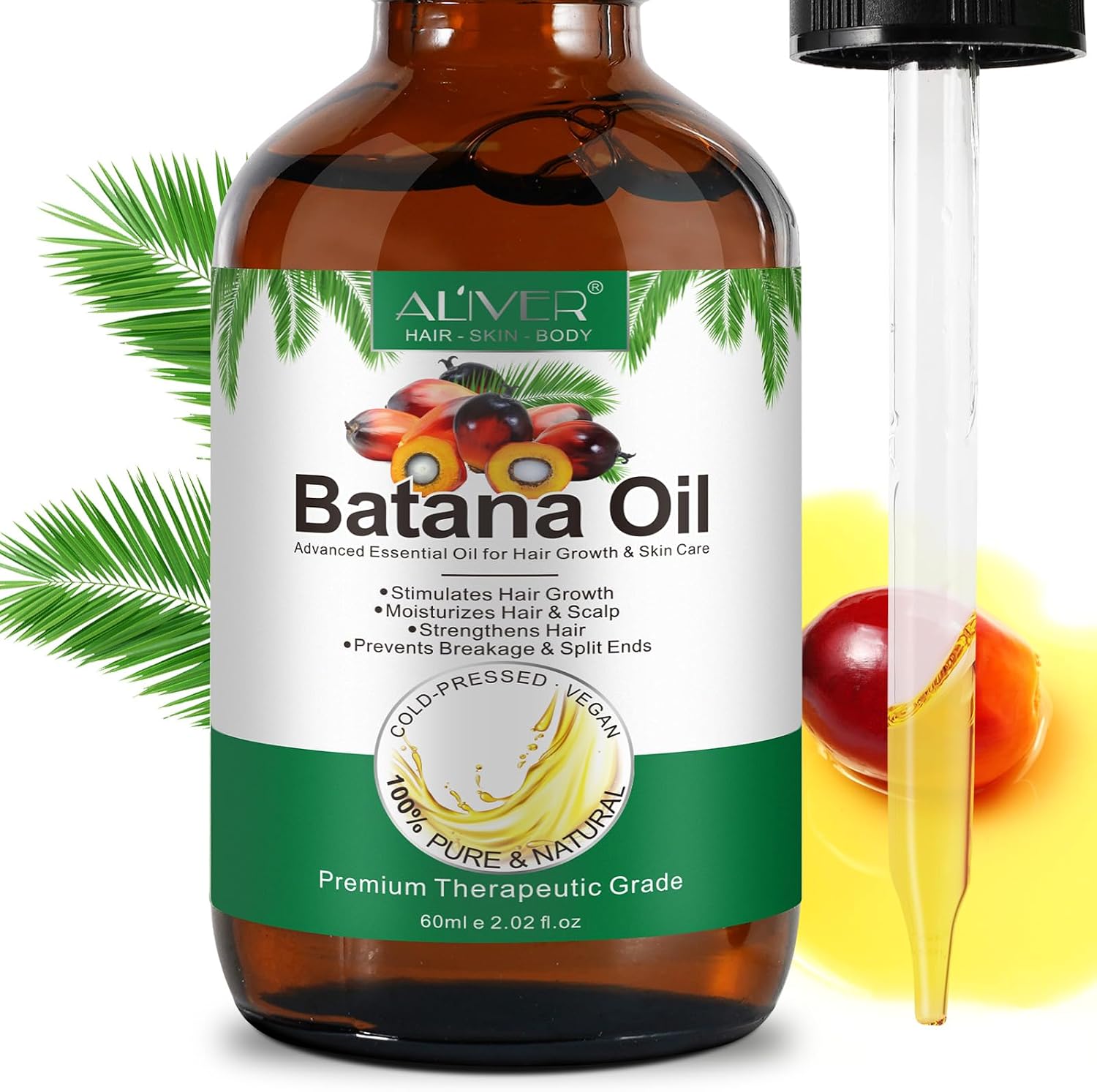 Detalle de CCKULOOB Batana-olie voor haar en hoofdhuid, koudgeperst, 60 ml