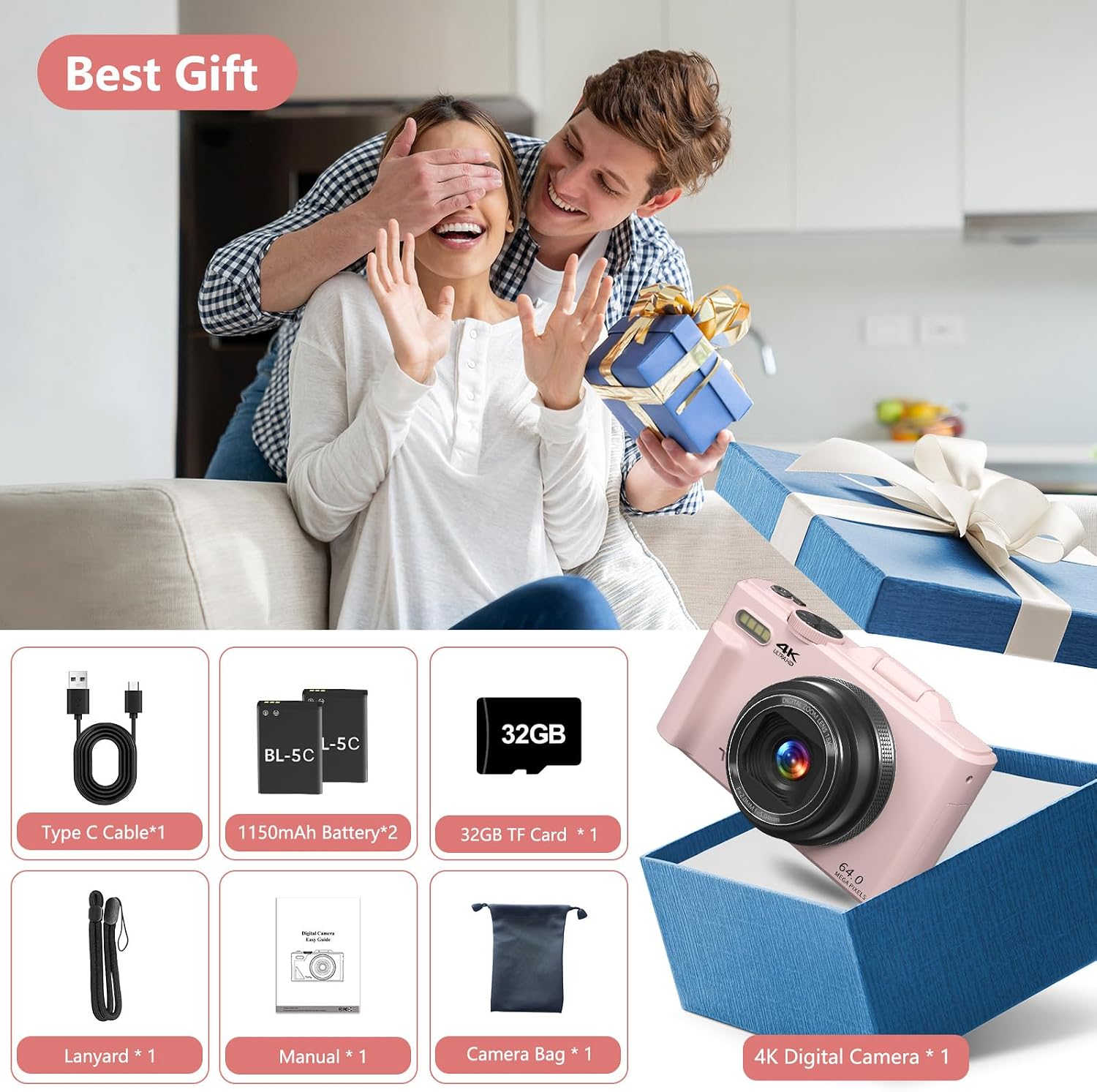 Thumbnail 6 de Gavonde W08 4K Vlogging Camera, 64MP, 180° Flip Screen, 18X Digital Zoom