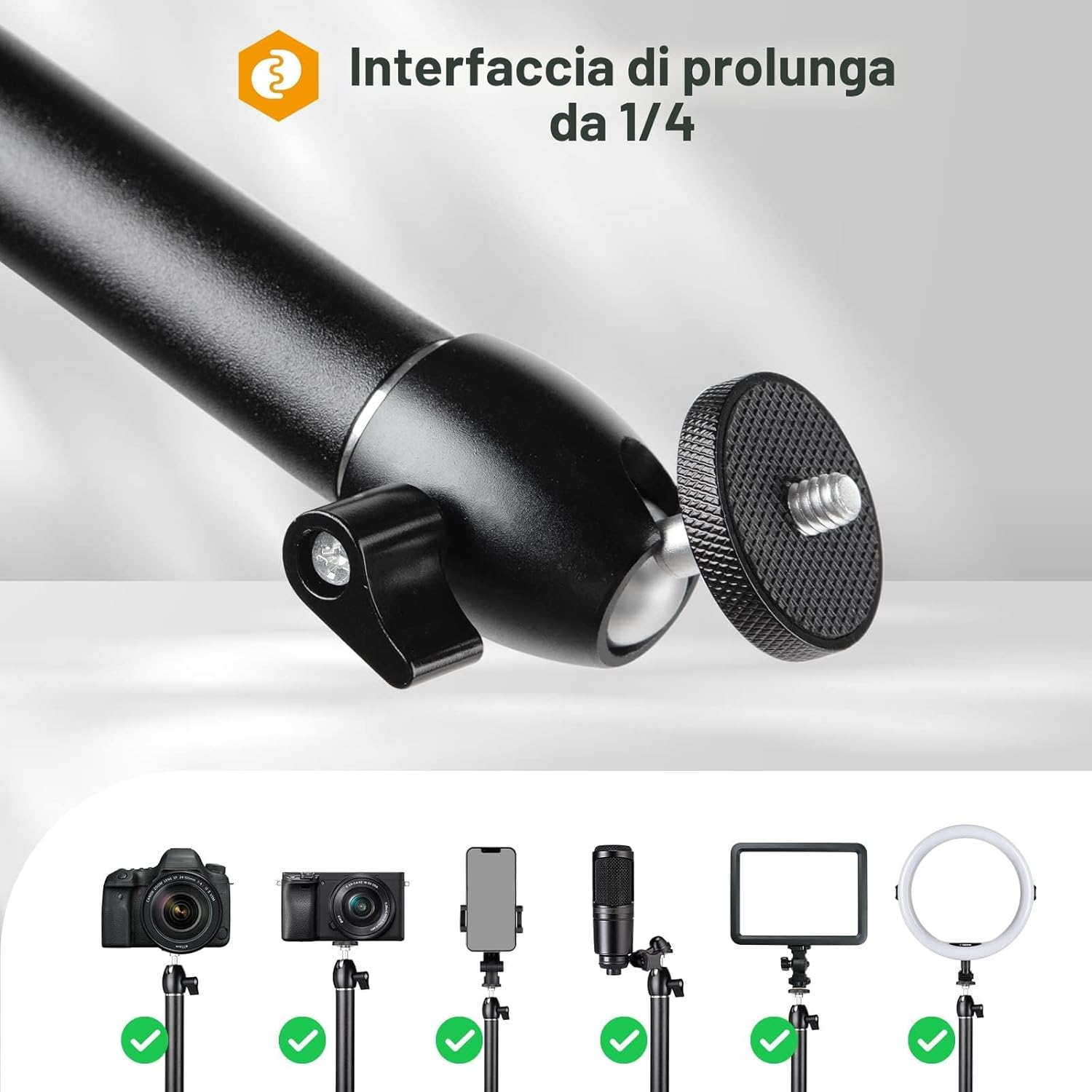 Detalle 2 de TARION TKB01 supporto da scrivania per treppiede con luce ad anello e braccio articolato 360°