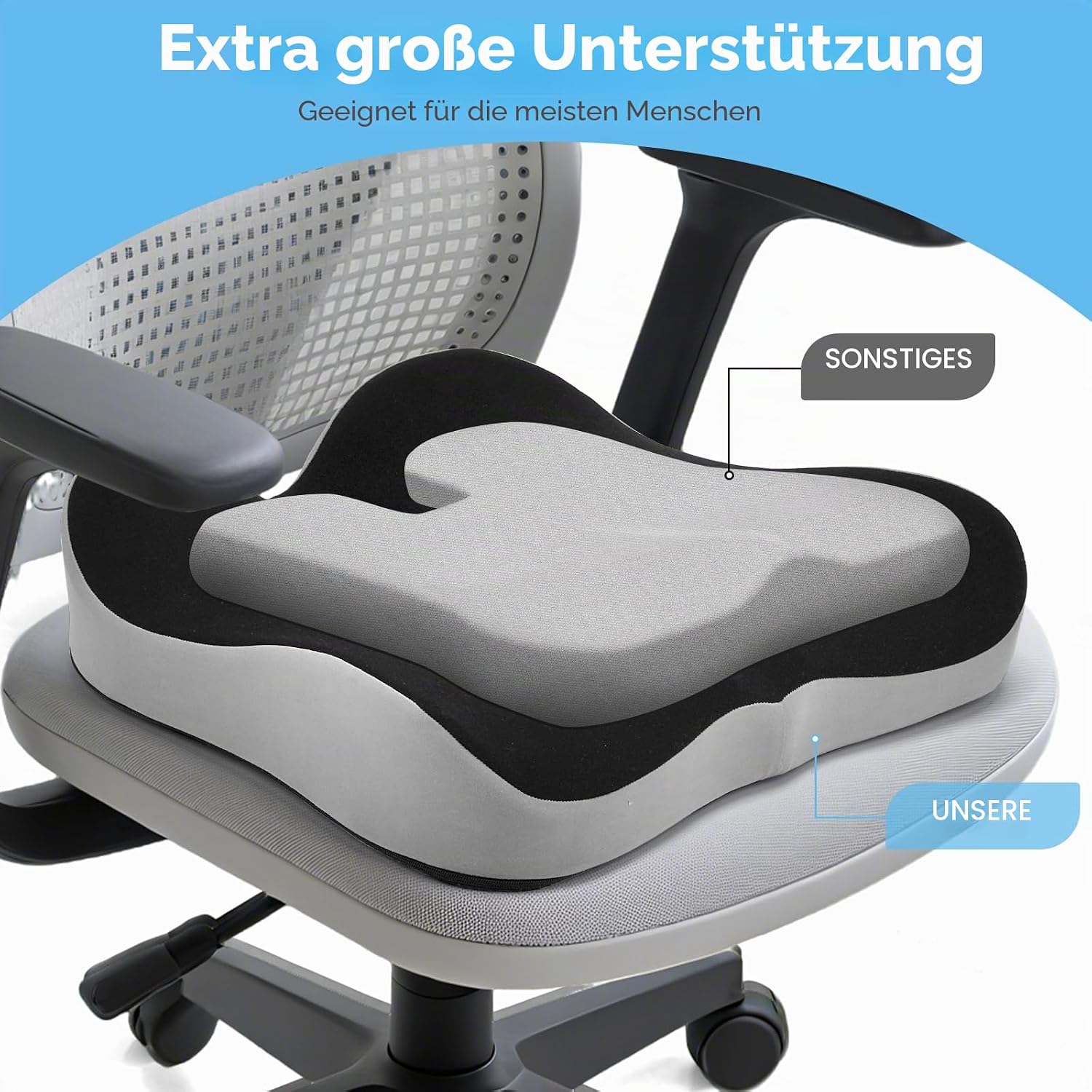 Thumbnail 4 de DmTown Orthopädisches Sitzkissen für Steißbein & Hämorrhoiden (Memory Foam, große Ausführung)