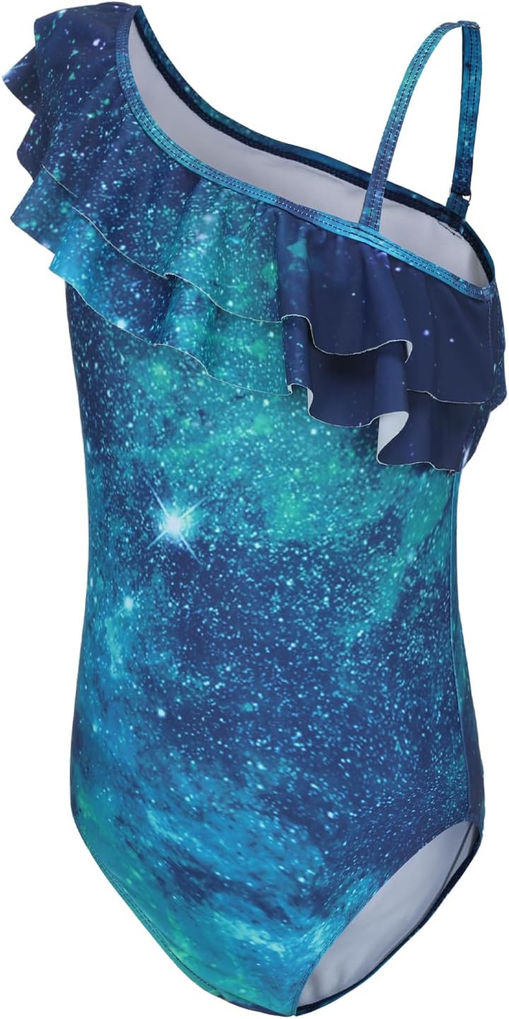Thumbnail 6 de Aisyee Girls One-Shoulder Ruffle Mermaid-Style Swimsuit (3–16 Years)