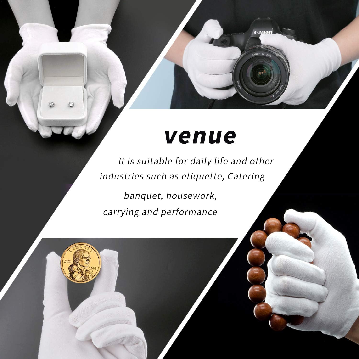Thumbnail 6 de 30 Pcs White Cotton Gloves for Dry Hands ⚙