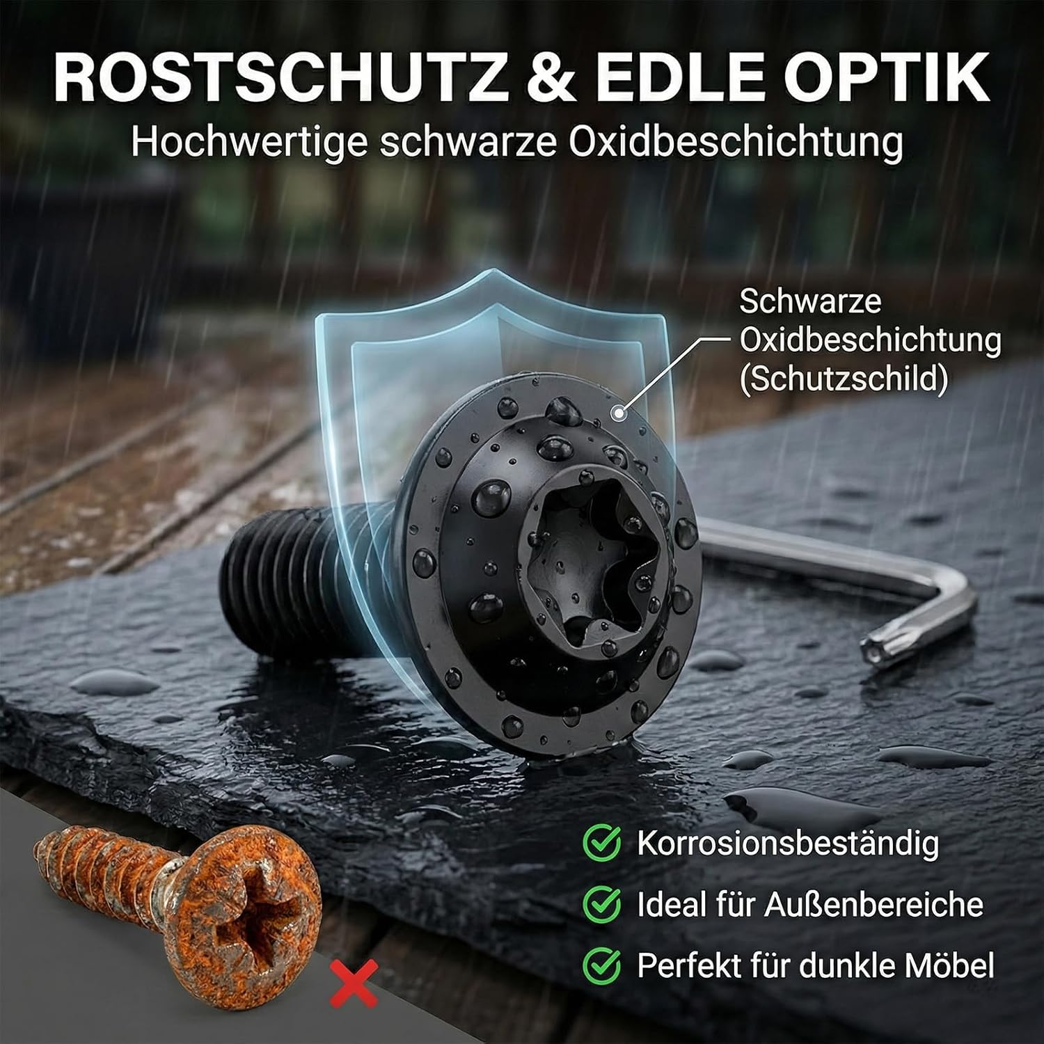 Thumbnail 2 de 30 Stück M4x10mm Linsenkopfschrauben Schwarz – Flansch, Torx, A2 V2A Edelstahl