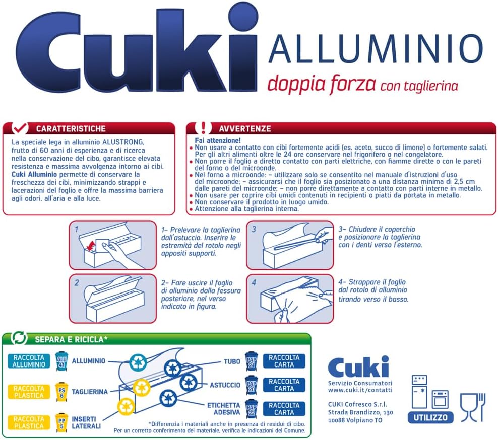 Detalle 2 de Cuki 10043 – folia aluminiowa 150 m z nożykiem, podwójna wytrzymałość