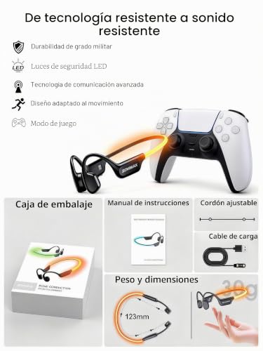 Thumbnail 8 de ZOVIMAX Auriculares de Conducción Ósea Bluetooth 6.0 Open Ear con Luz LED y IP67