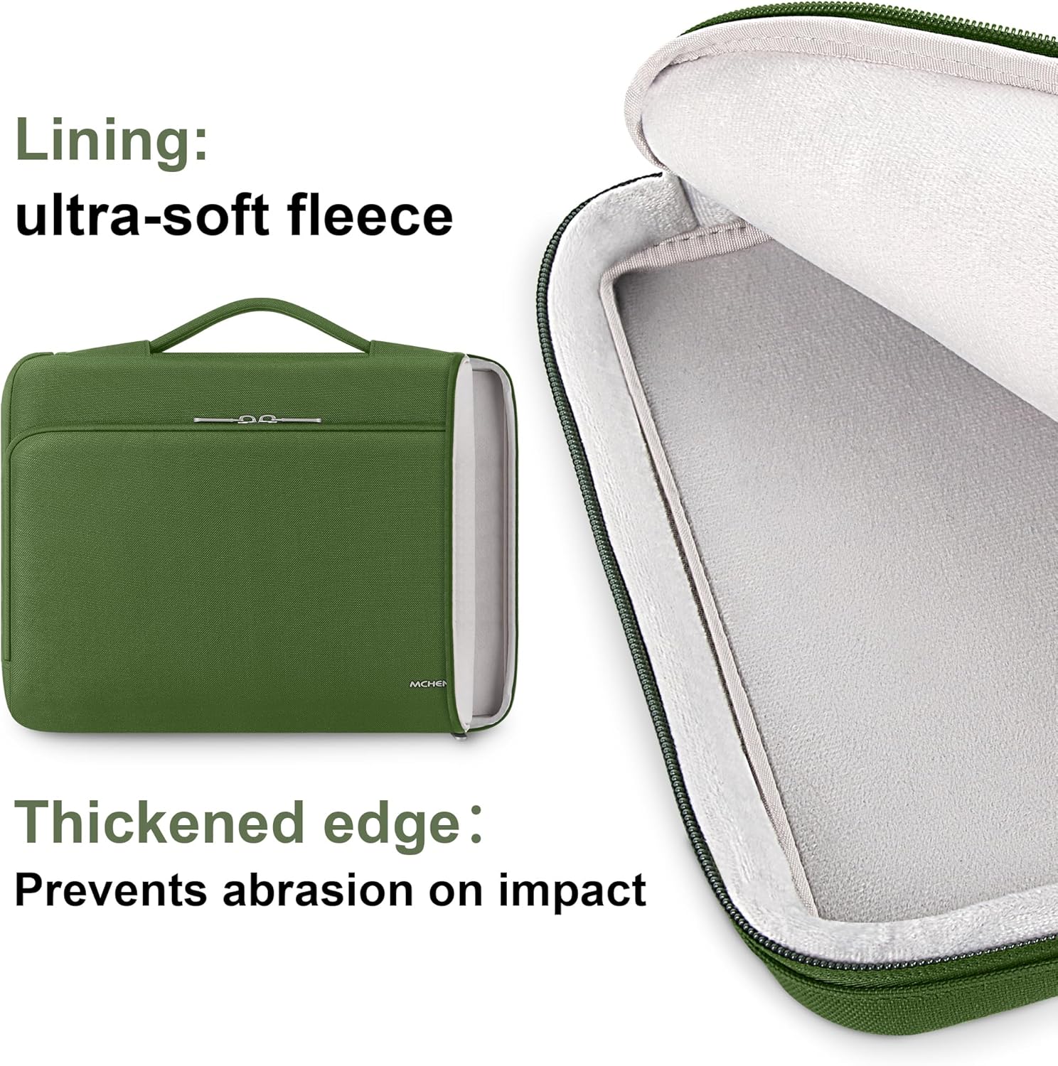 Detalle de MCHENG Laptoptasche für 14 Zoll mit Rundum-Schutz, ausziehbarem Tragegriff und wasserabweisendem Material (grün)