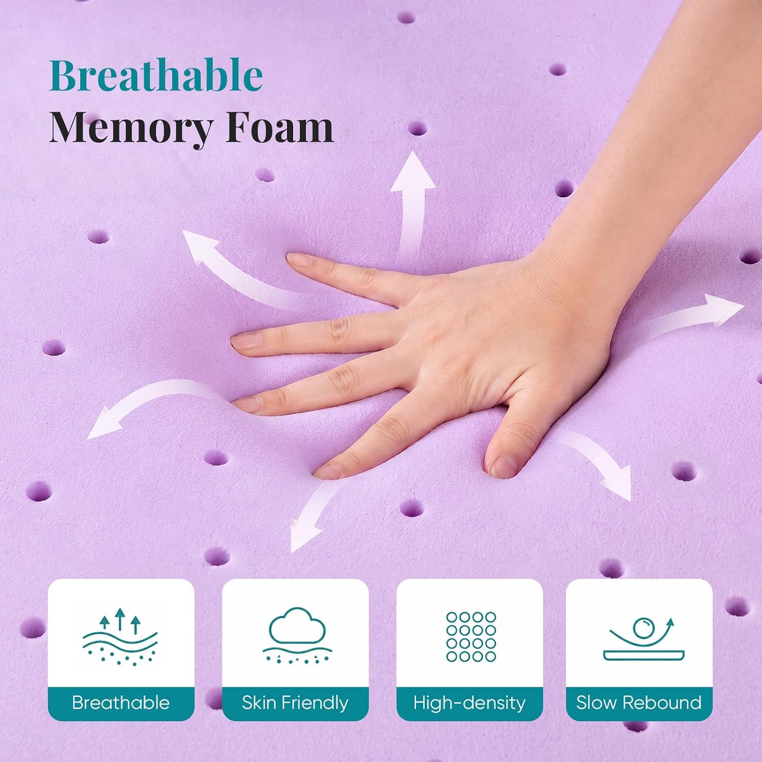 Detalle 1 de NEWBULIG Memory Foam Mattress Topper, 2-Inch