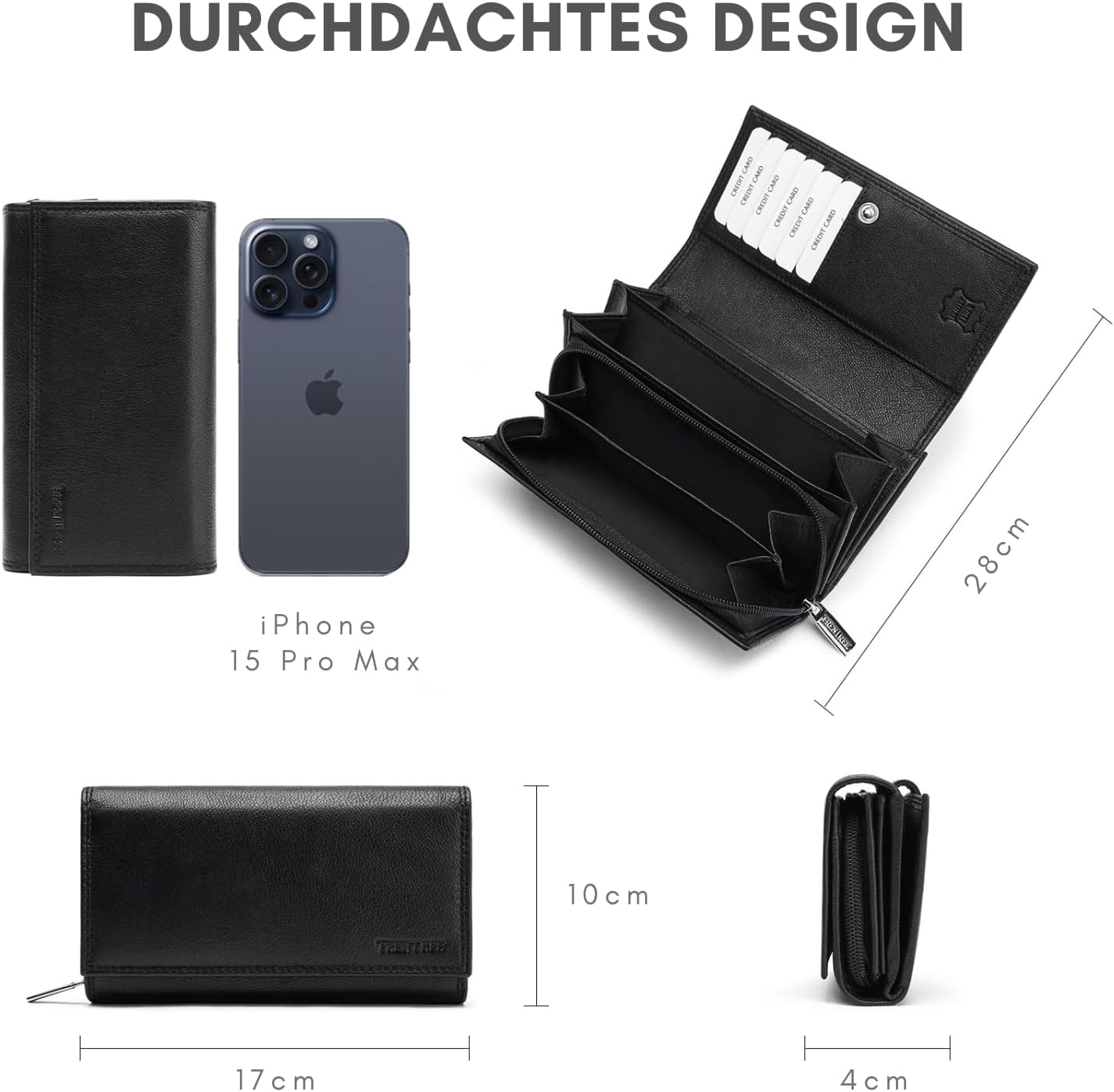 Detalle 2 de Frentree Damen Geldbörse Nappaleder mit RFID