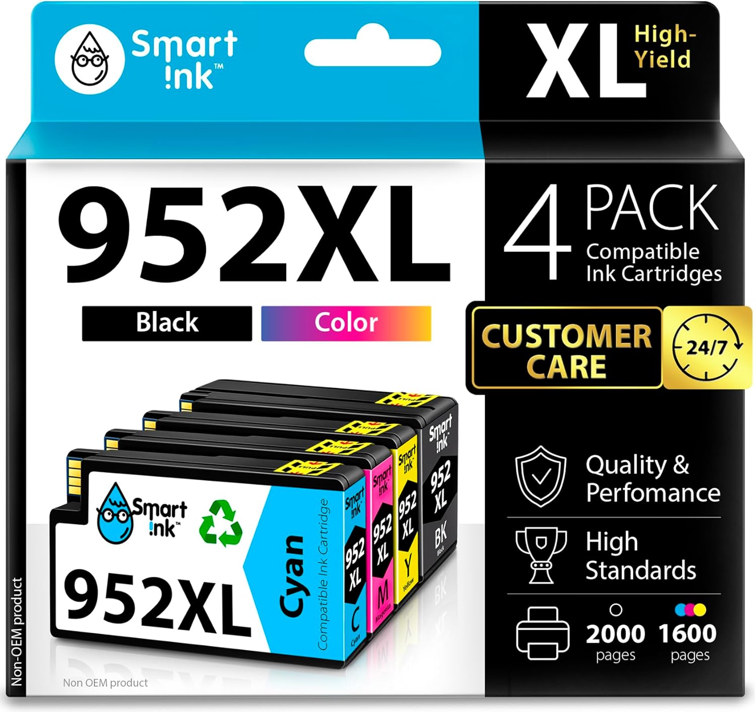 Smart Ink 952XL 4-Pack Ink Cartridges 2000/1600