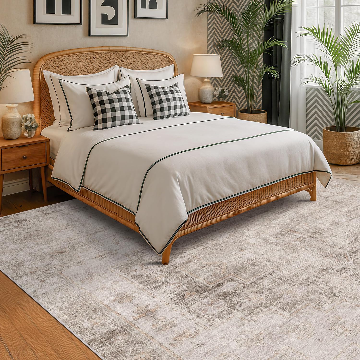 Thumbnail 2 de Hazo Haus 10x14 Neutral Farmhouse Area Rug
