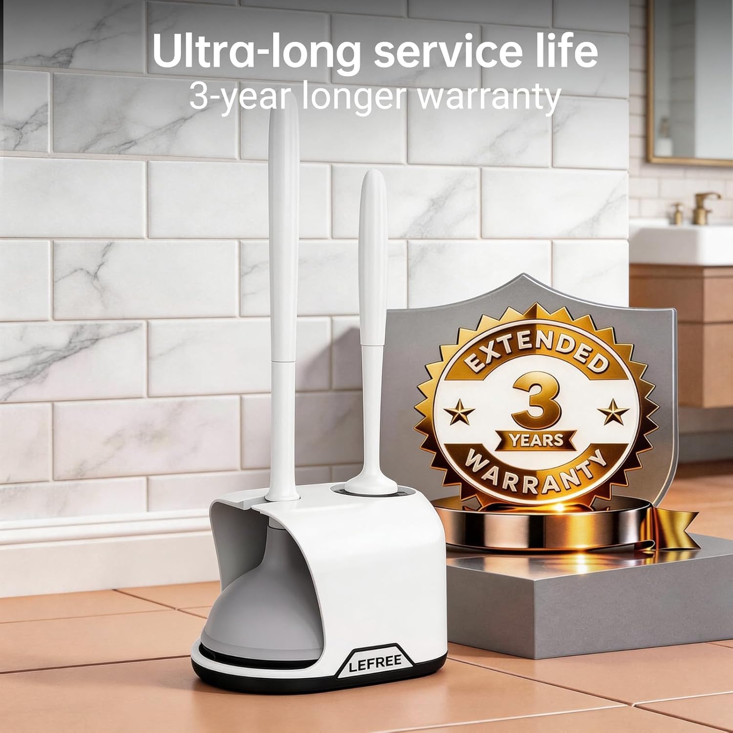 Thumbnail 1 de Lefree 2-in-1 Toilet Brush and Plunger Set with Silicone Bristles — Deep Cleaning in a Compact Design