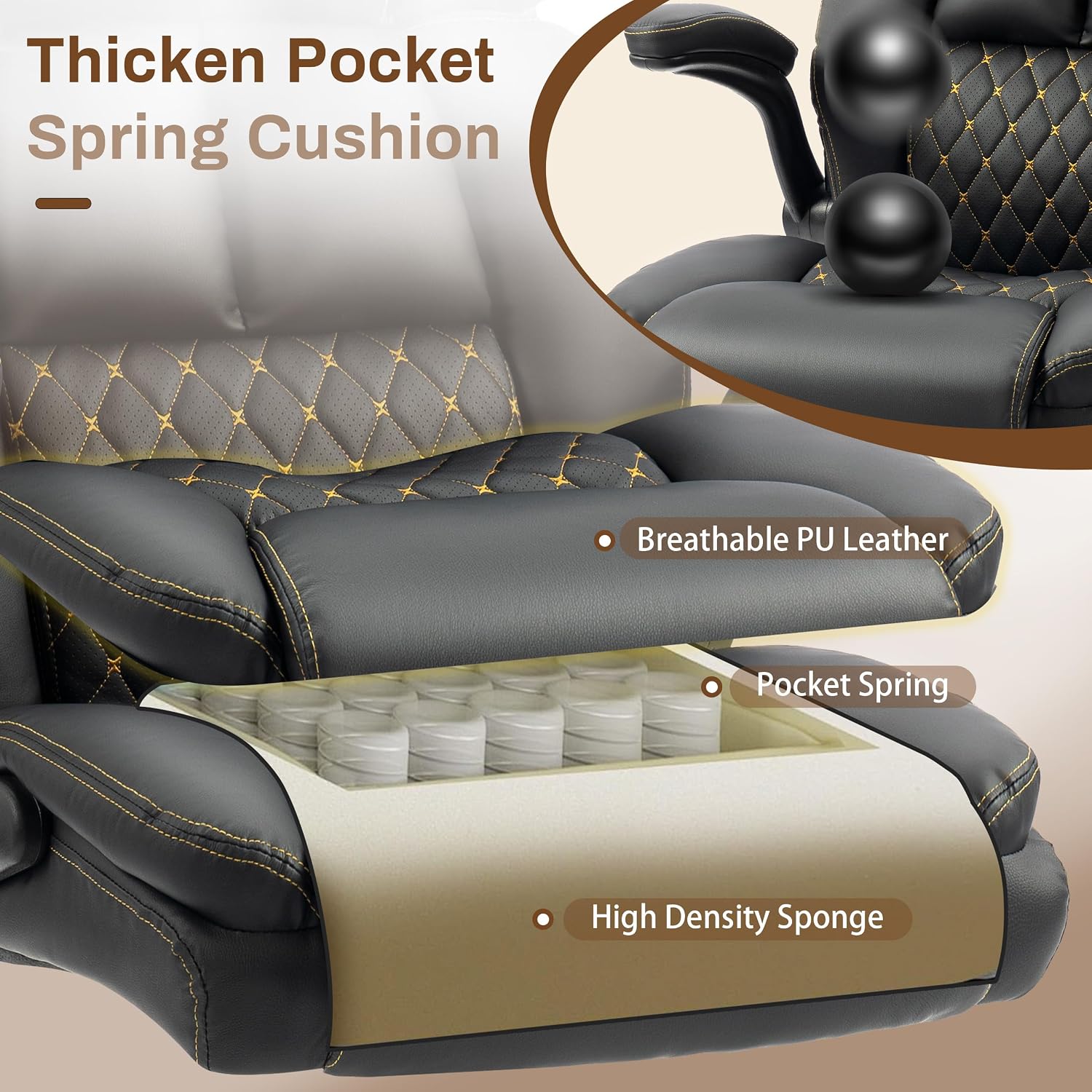 Thumbnail 6 de BIGGARSIT Massage office chair, 500 lb Capacity, Heat and 4-Point Vibration