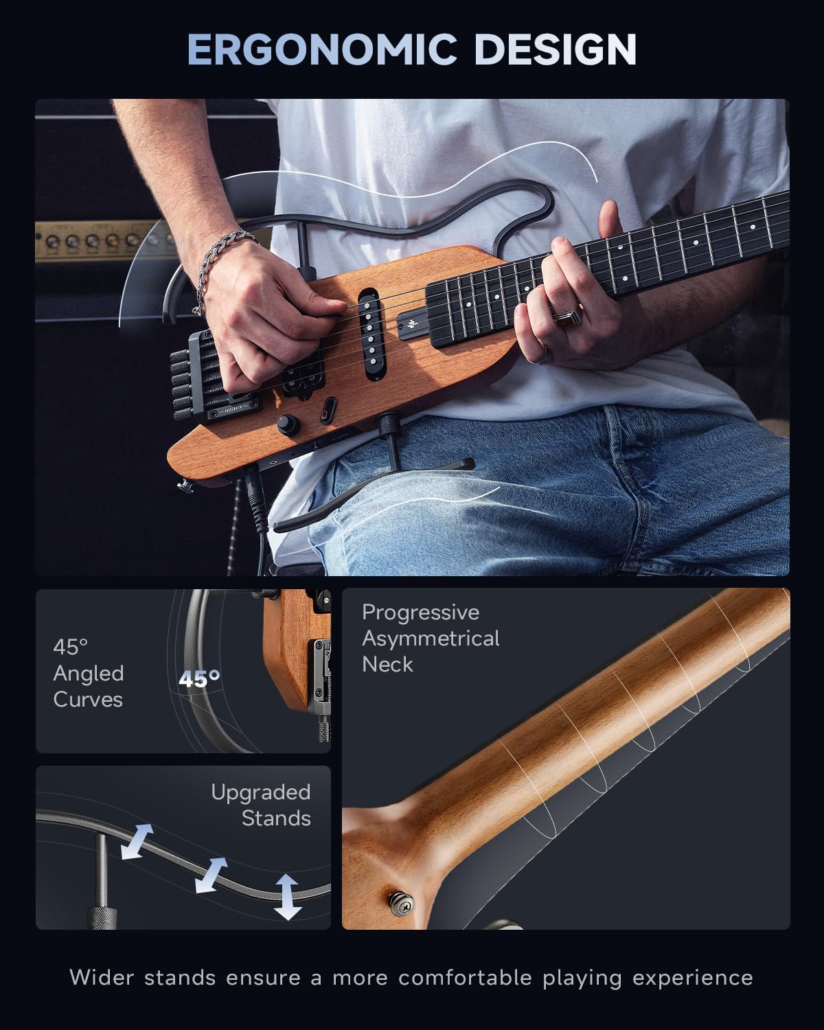 Detalle 2 de Donner Headless Electric Guitar HUSH X
