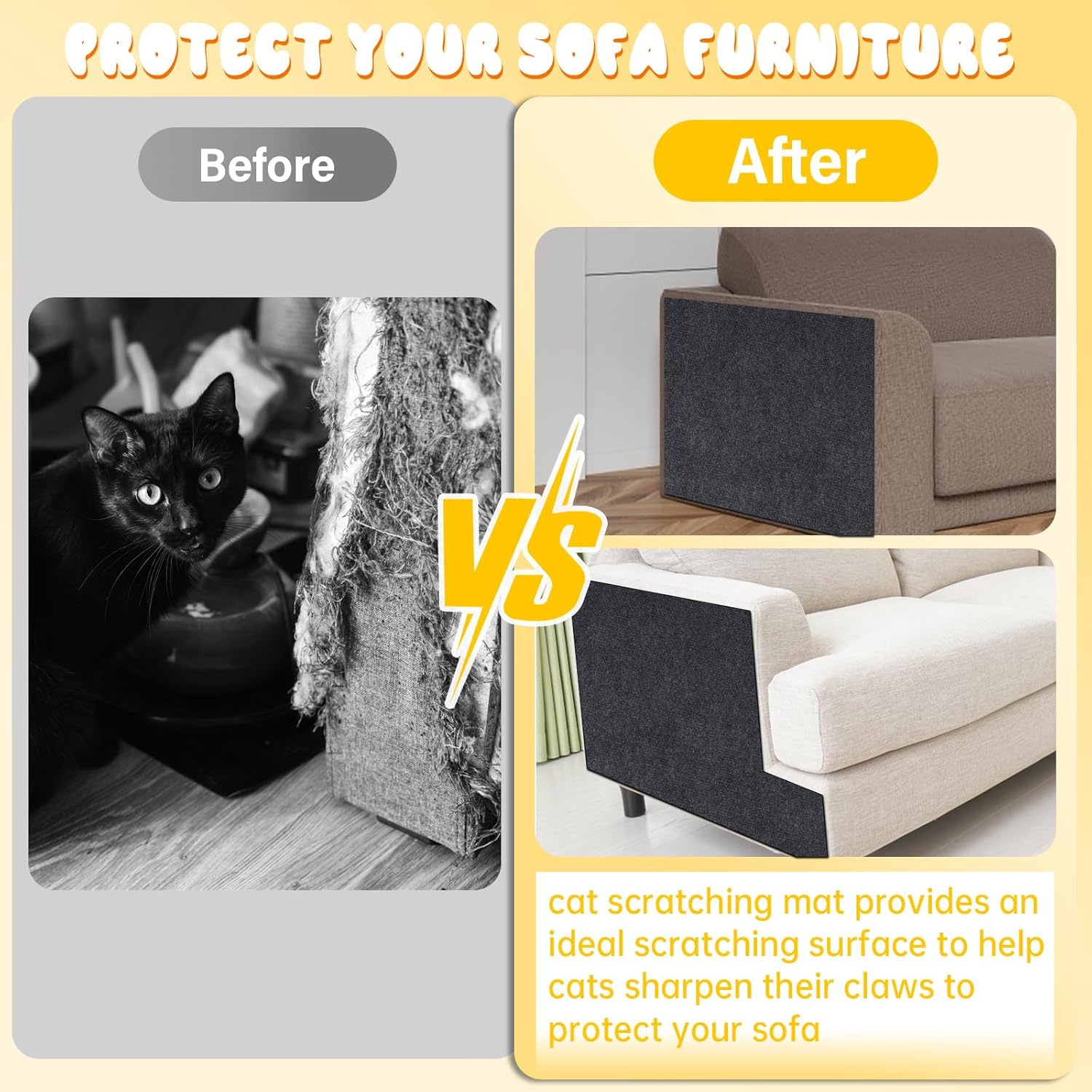 Thumbnail 2 de Yokuni Kratzmatte Katze (200 x 40 cm) selbstklebend – Kratzwand für Katzen zum Zuschneiden