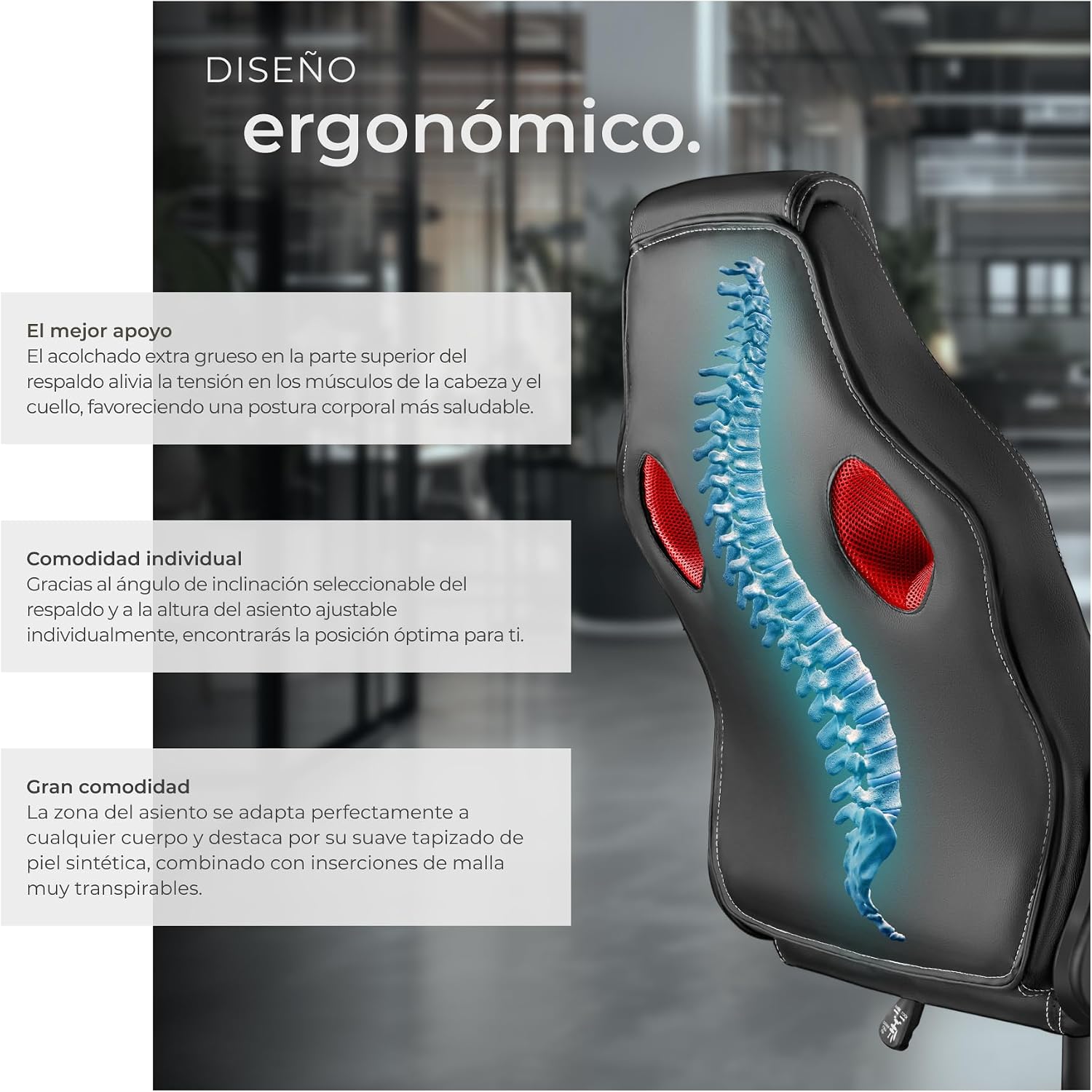 Thumbnail 5 de tectake® Silla Gaming ergonómica con altura ajustable