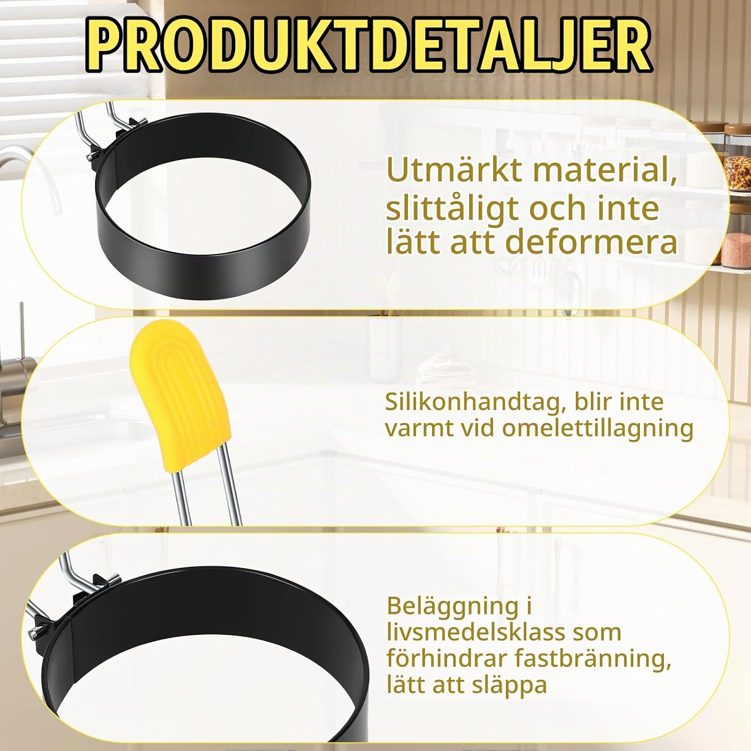 Detalle de Sprifityy Ta-hyj-013 äggringar i rostfritt stål, fyra ringar i två storlekar