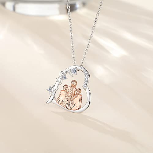 Thumbnail 2 de INFUSEU collar de plata de ley 925 para mamá e hijas, colgante oro rosa (regalo sentimental)