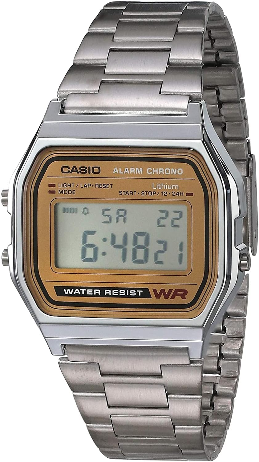 Detalle 2 de Casio A158WA Series Unisex Digital Watch — Silver/Black, Vintage Style