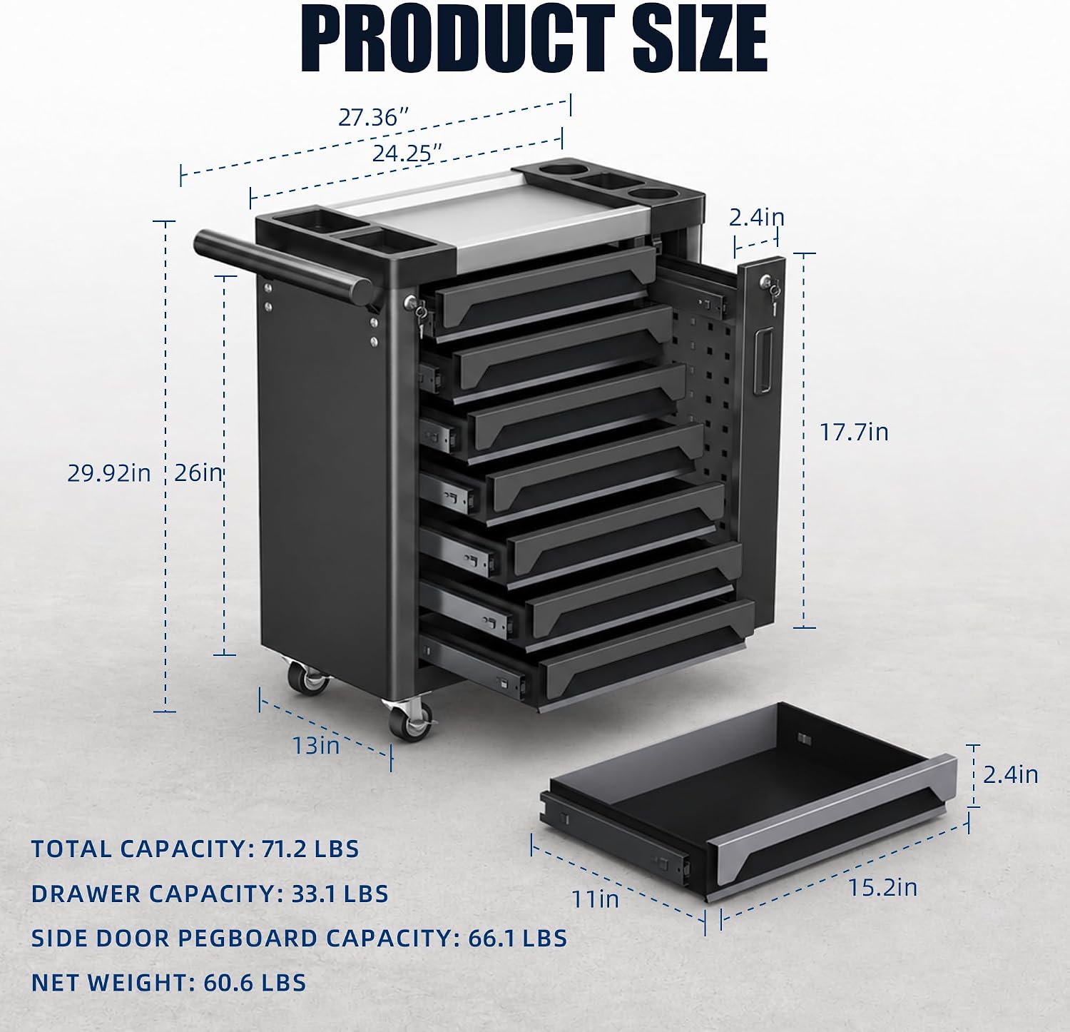 Detalle de PHLEX 7-Drawer Rolling Tool Chest