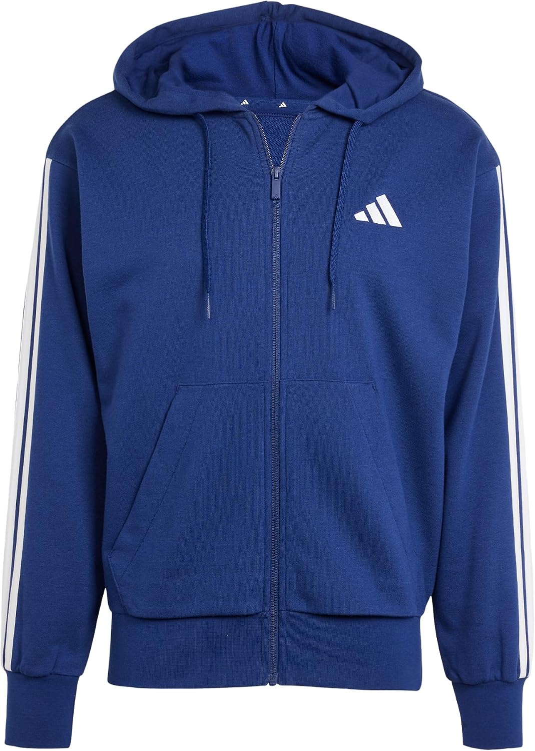 Detalle de Adidas Herren Essential Three Stripes French Terry Fullzip Hoodie – Hoodie mit Reißverschluss
