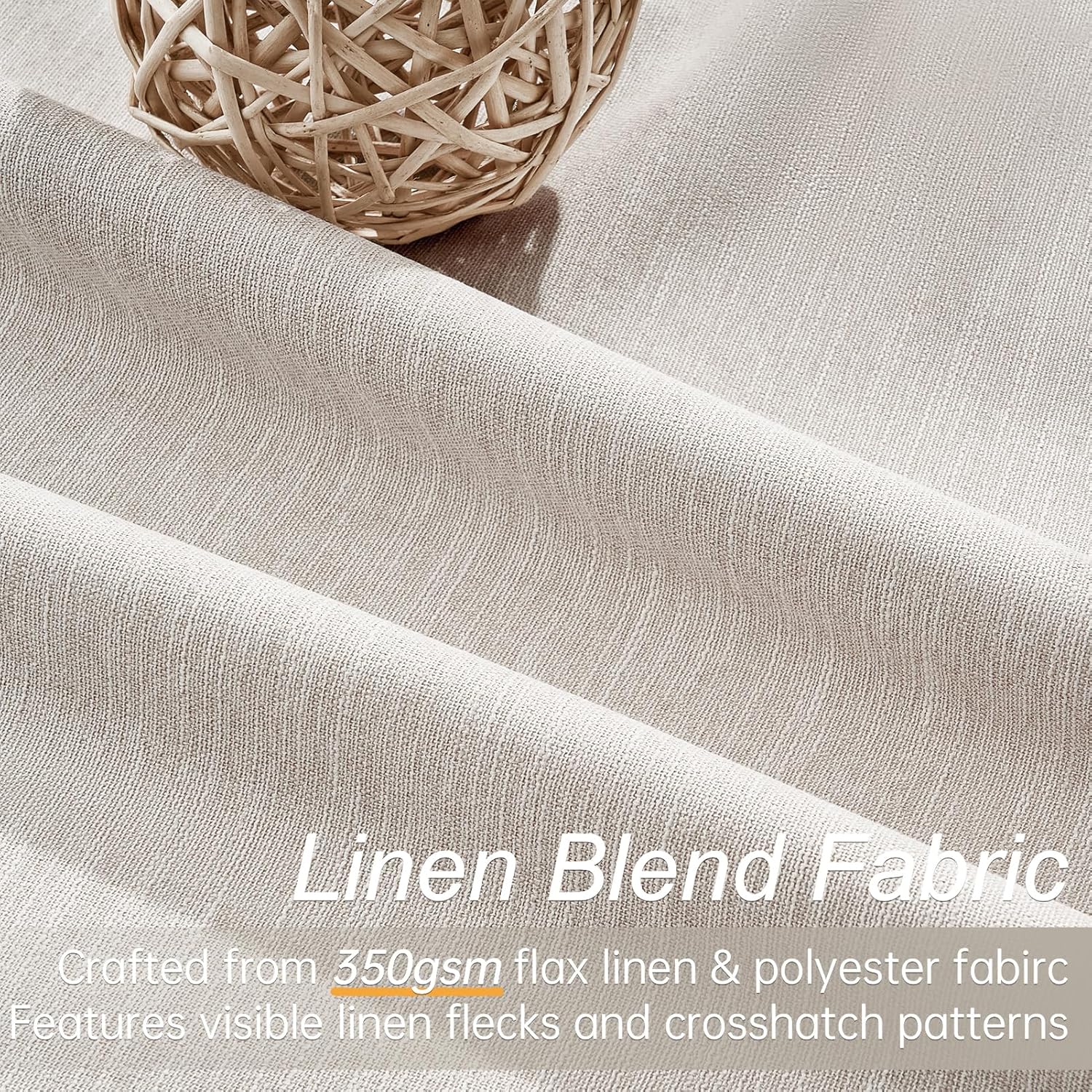 Thumbnail 1 de Oatmeal 105 Inch Long Oatmeal Linen-Blend Blackout Curtains (2 Panels) for Living Room & Bedroom