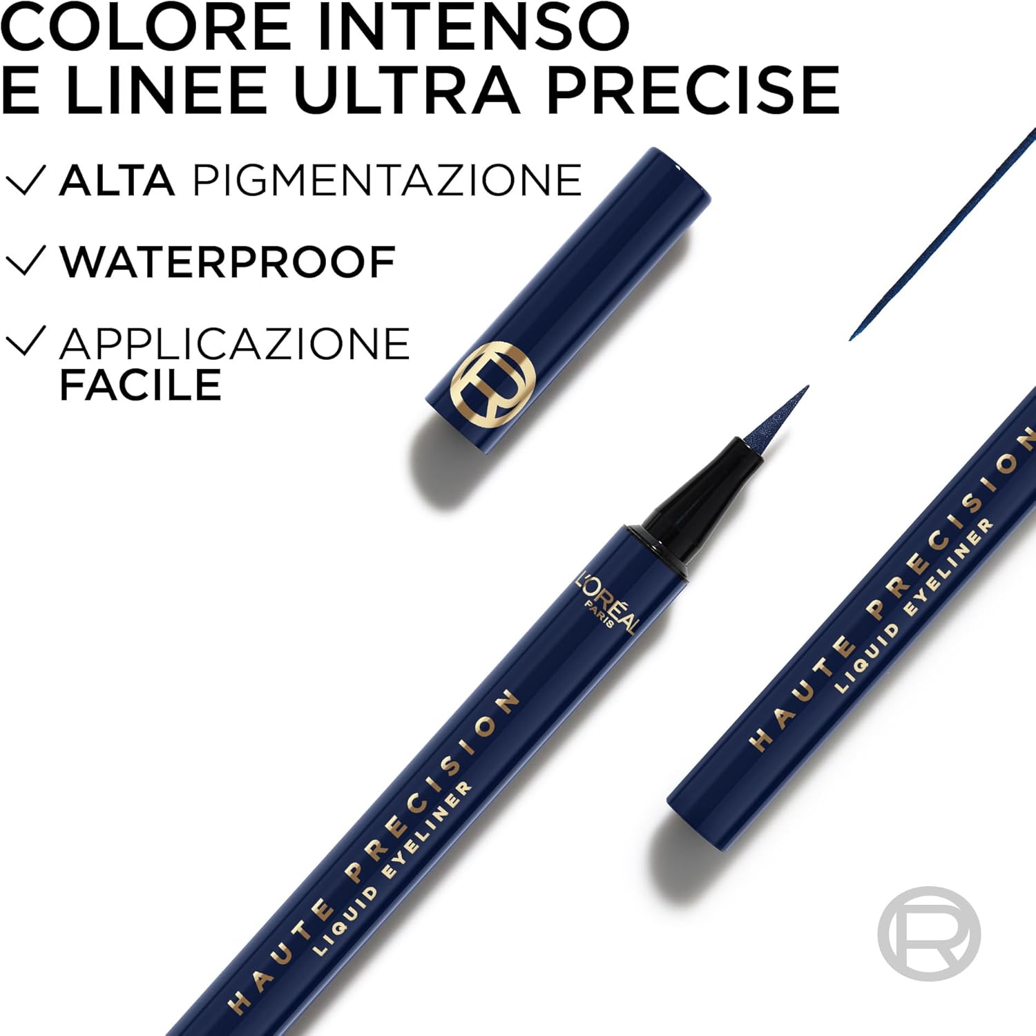 Detalle de L'Oréal Paris INF HAUTE PRECIS LINER BLUE: una matita eyeliner blu intenso per look puliti e definiti