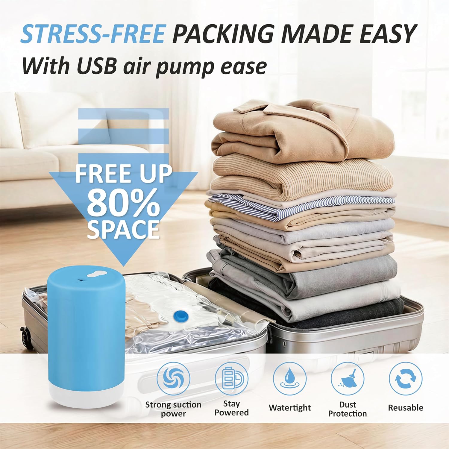 Detalle 2 de Cozy Essential Travel Vacuum Bags 12 Combo