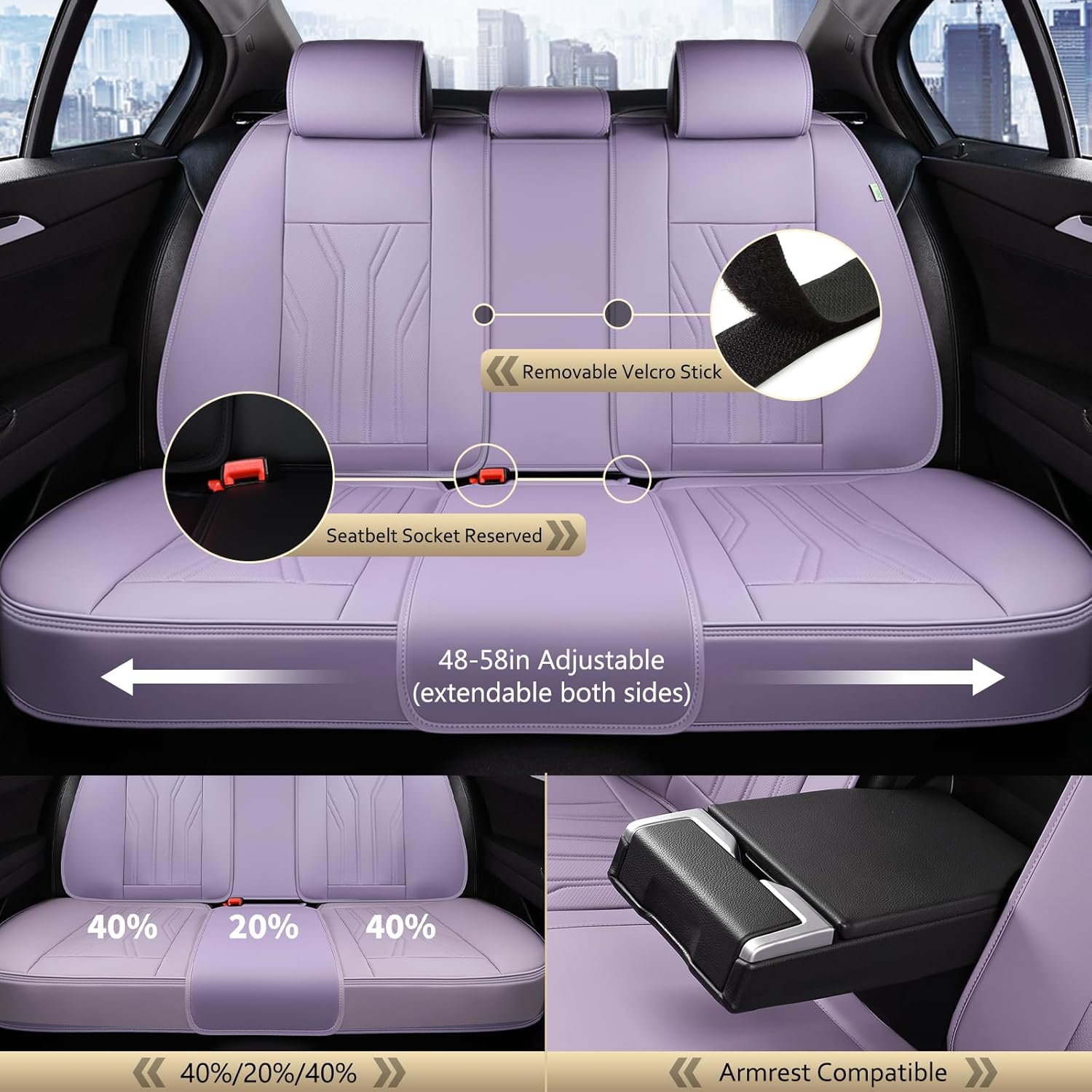 Thumbnail 3 de FLORICH Leather Seat Covers Full Set in Purple — 360° Protection for Most Cars
