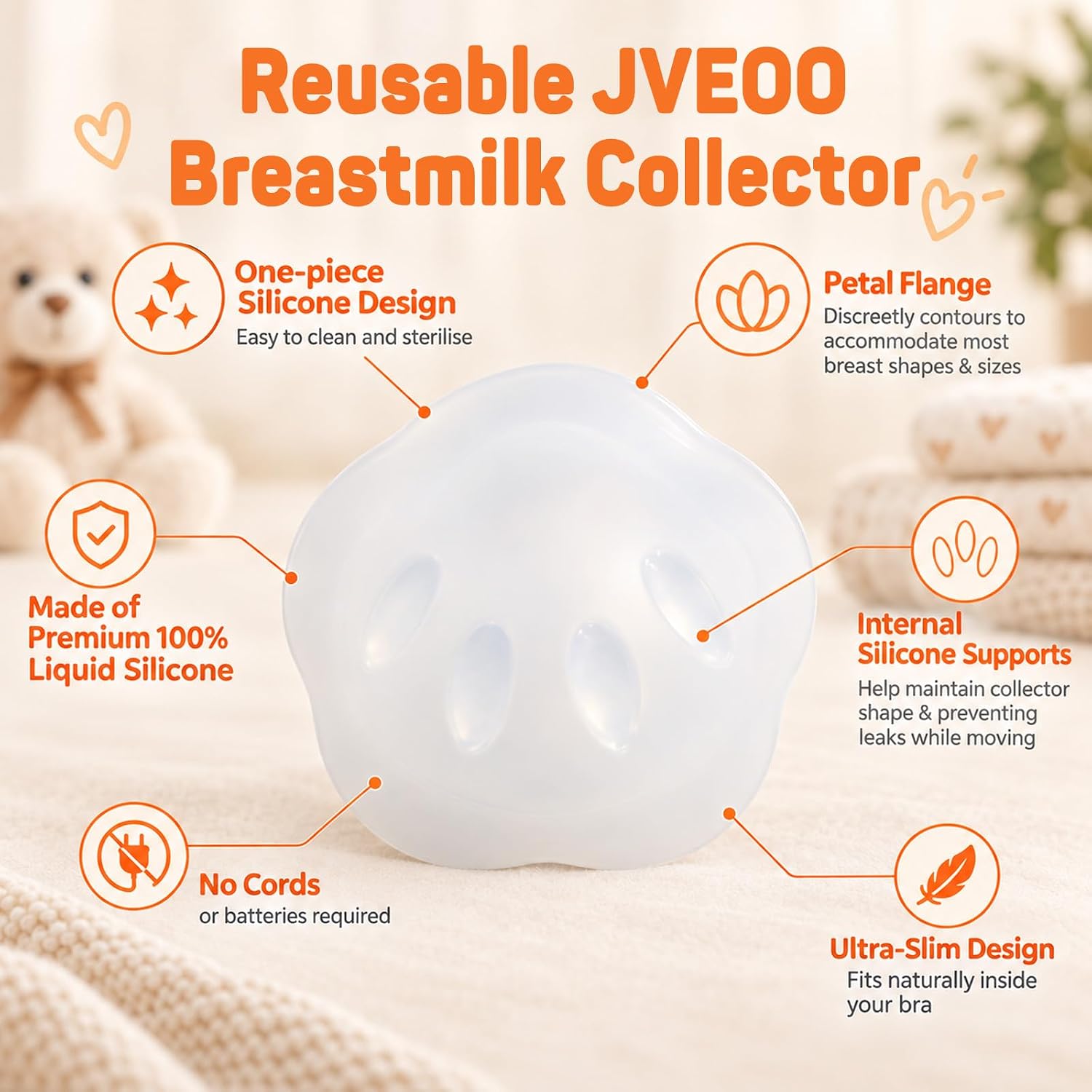 Detalle 2 de JVEOO Silicone Breast Milk Collectors, 2-Pack, 1 oz/30 ml per side