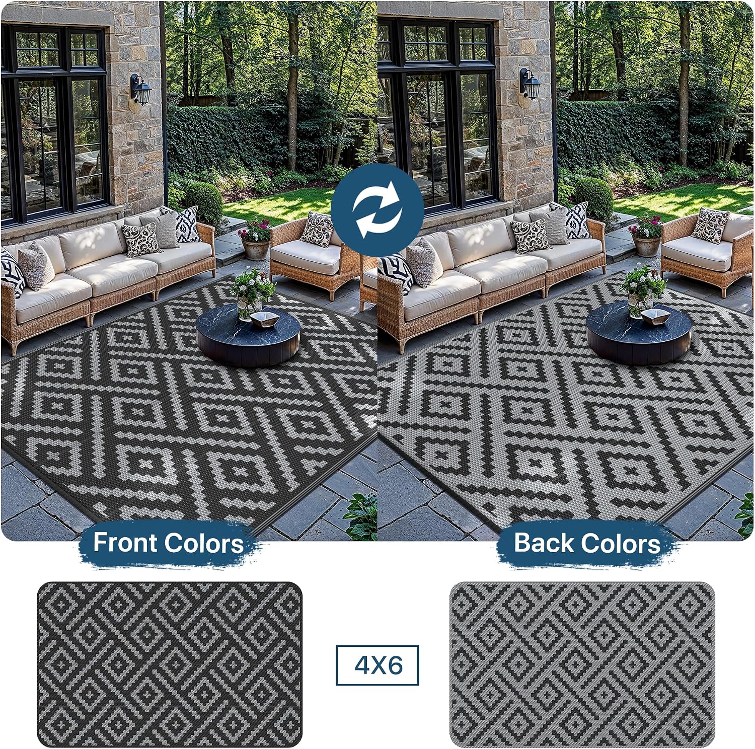 Thumbnail 1 de GENIMO Outdoor Rug 150x240cm – Waterproof, Reversible & UV Resistant Garden Rug