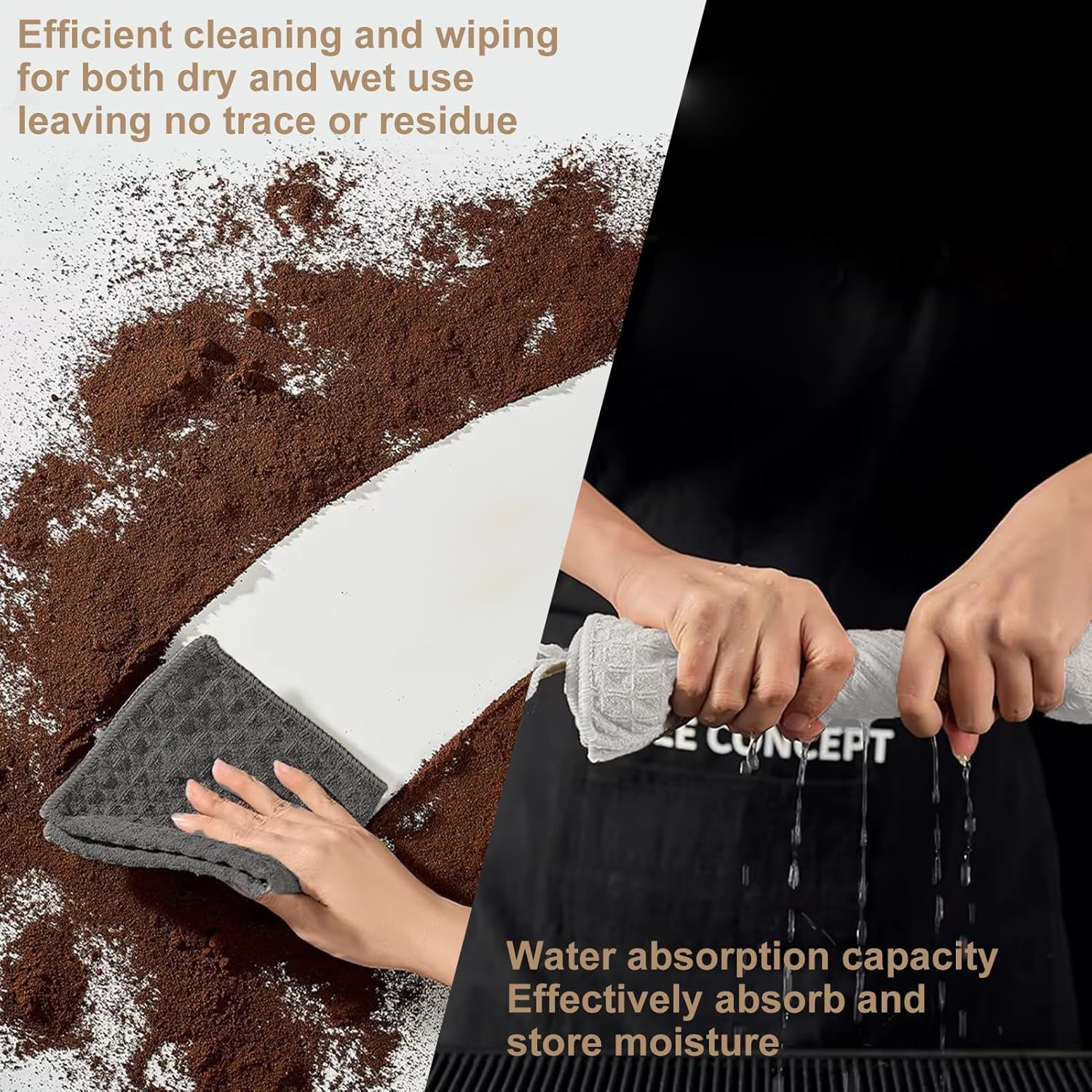 Detalle de VoltCozy Barista Towels 4 Pack 12x12” Waffle Microfibre – Practical barista cloths for home setups