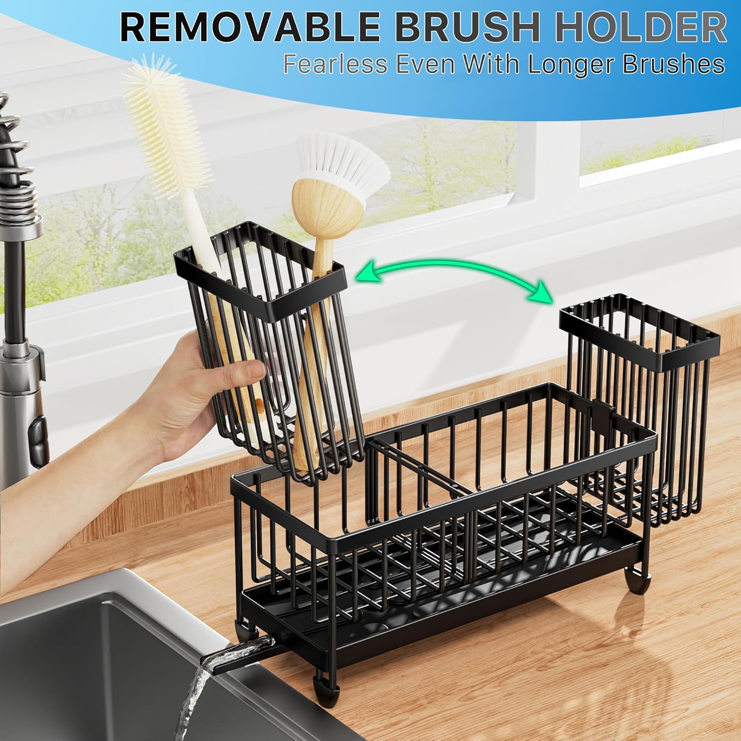 Detalle de Cisily Black Sponge Holder for Sink ⚙