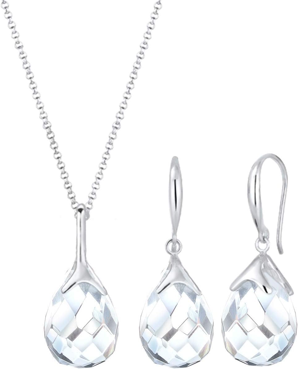 Detalle de Elli Schmuckset Damen Tropfen Anhänger 925 Silber
