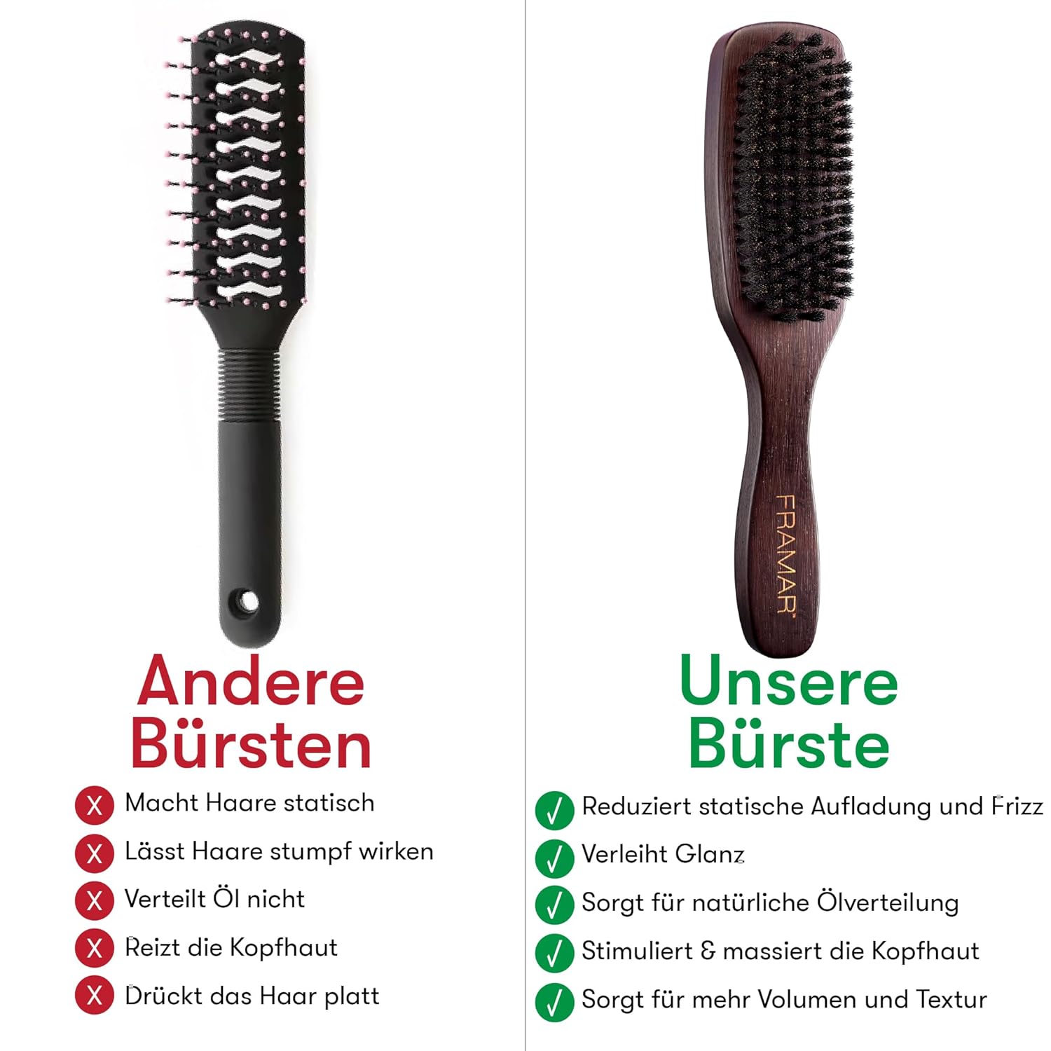 Thumbnail 4 de FRAMAR Sleek Bürste mit Wildschweinborsten – Natürliches Volumen und Glanz, Braun</br>Samt
